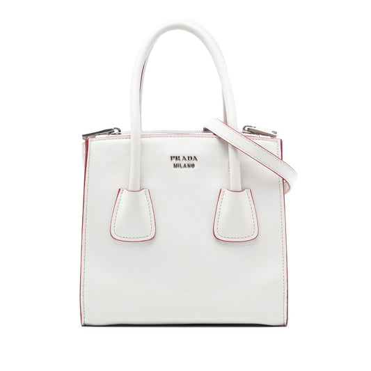 Prada Mini Scamosciato Trimmed Glace Calf Twin Pocket Satchel