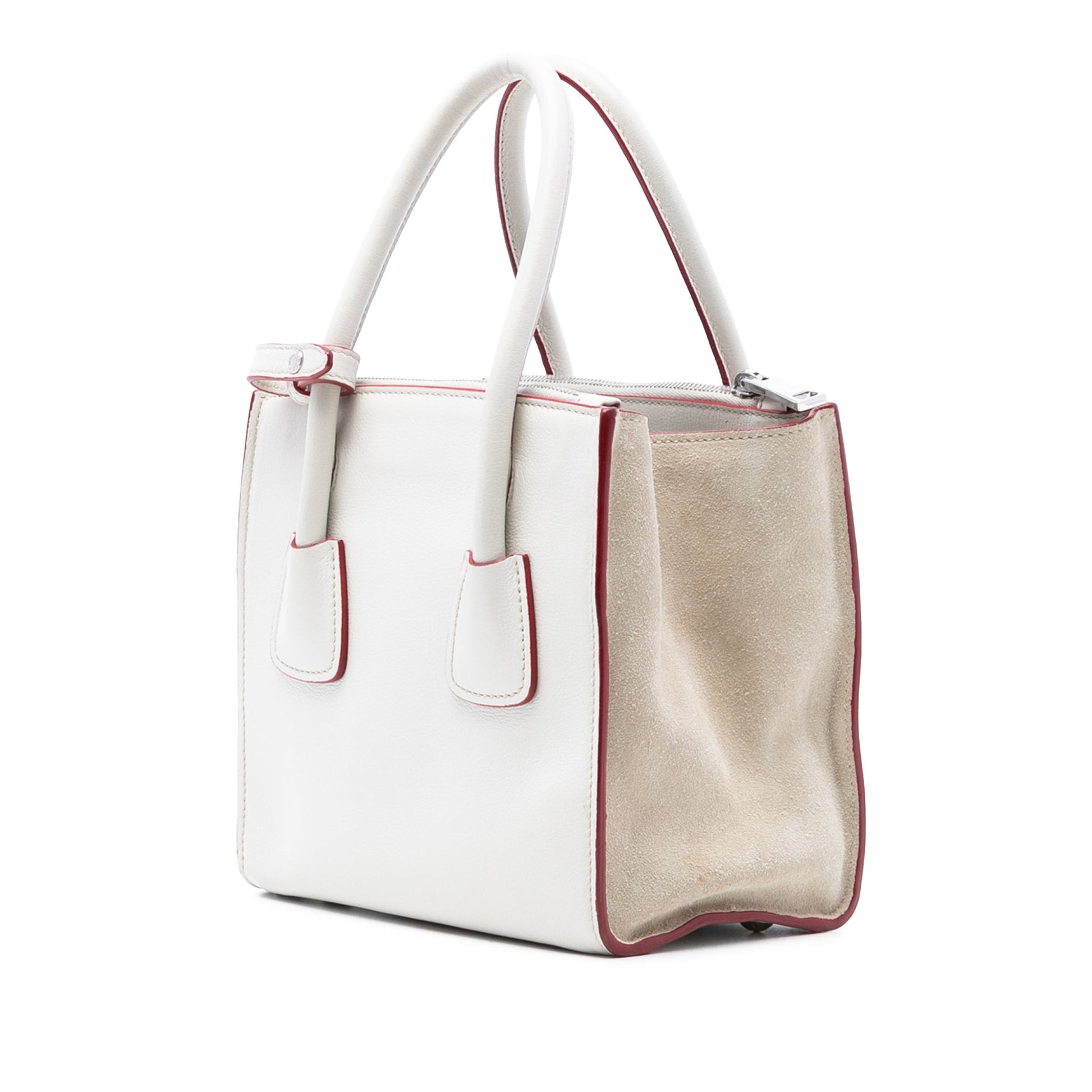 Prada Mini Scamosciato Trimmed Glace Calf Twin Pocket Satchel