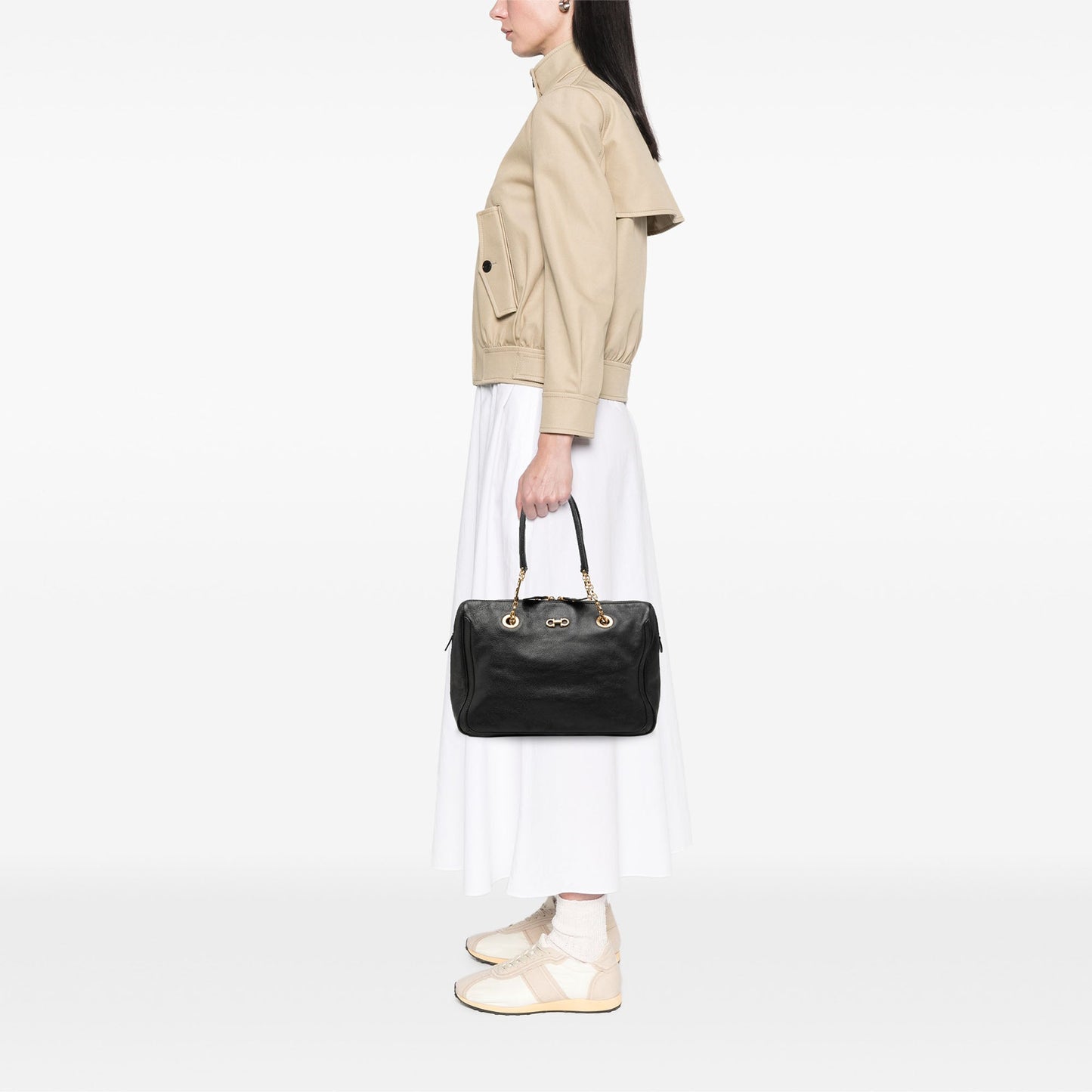 Ferragamo Buffalo Leather Fanya Chain Tote