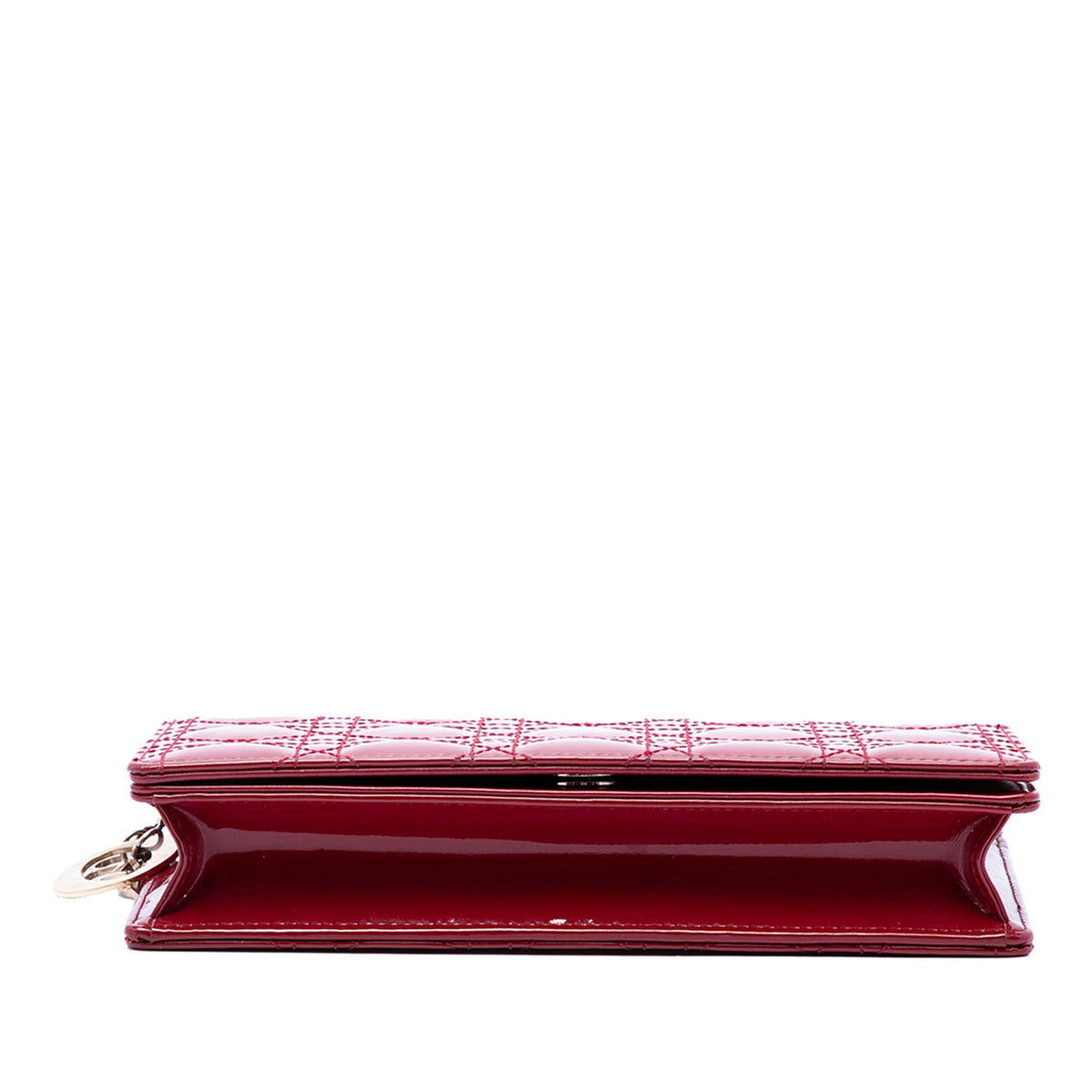 Dior Patent Cannage Lady Dior Chain Convertible Clutch — Red
