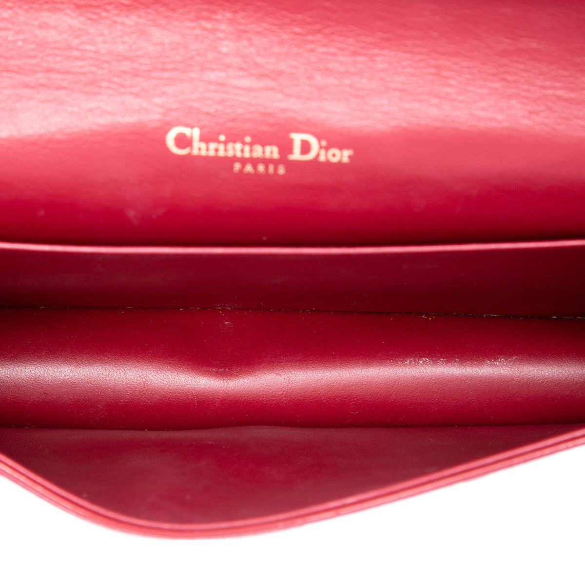 Dior Patent Cannage Lady Dior Chain Convertible Clutch — Red