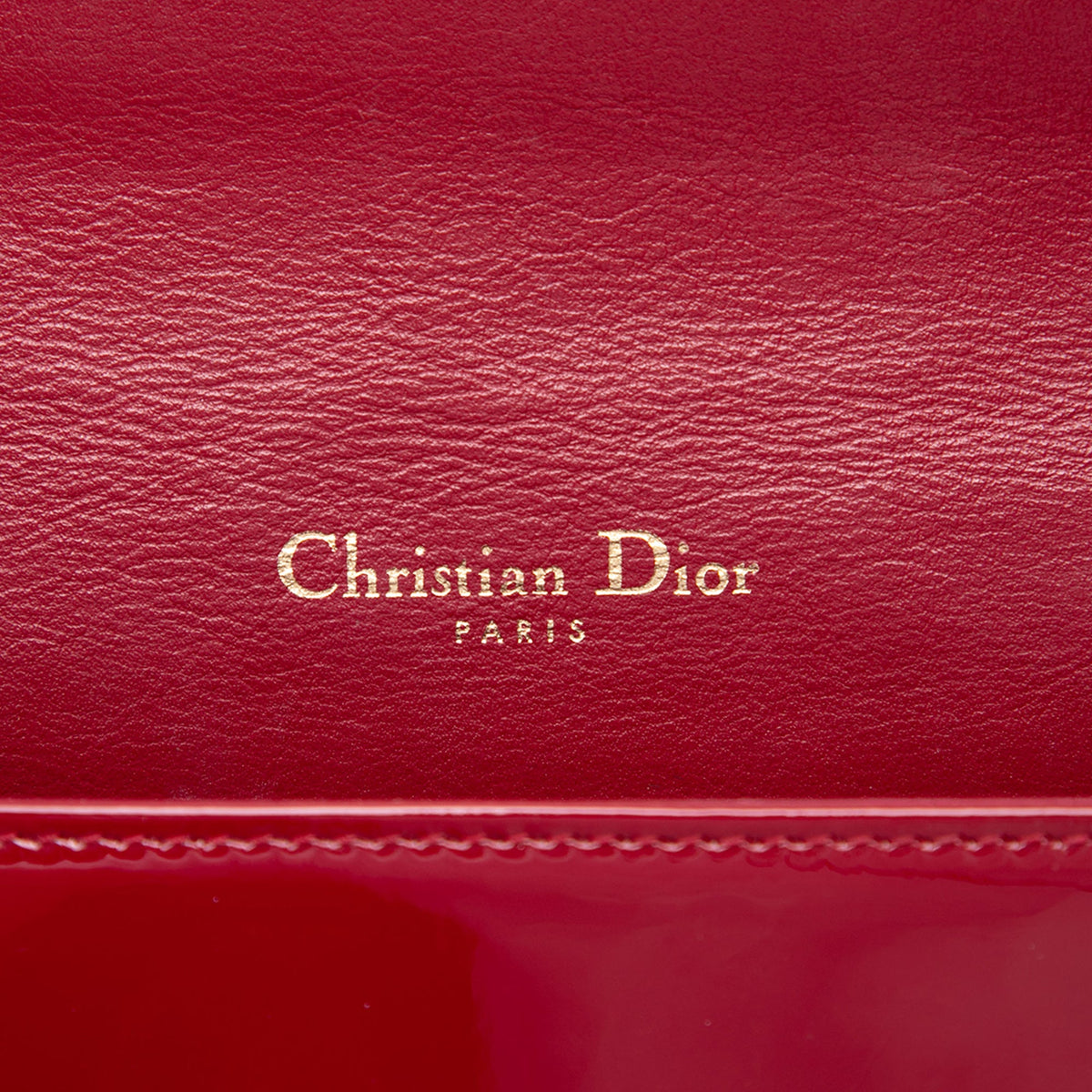 Dior Patent Cannage Lady Dior Chain Convertible Clutch — Red