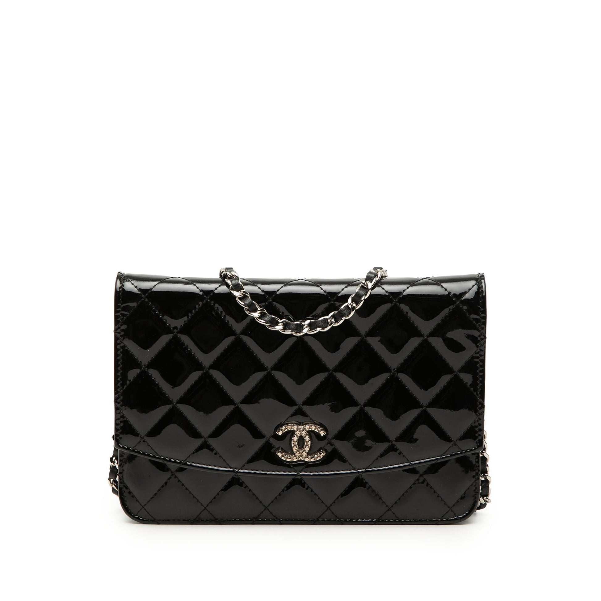 Chanel CC Quilted Patent Brilliant Wallet On Chain