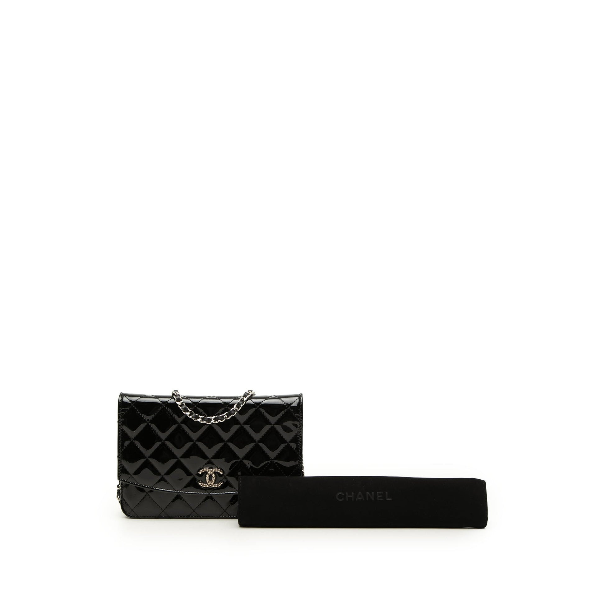 Chanel CC Quilted Patent Brilliant Wallet On Chain