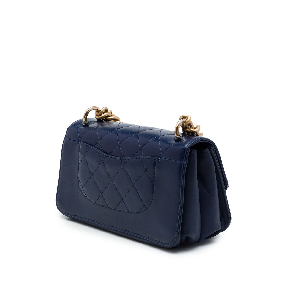 Chanel Small Quilted Calfskin Straight Lined Flap — Blue