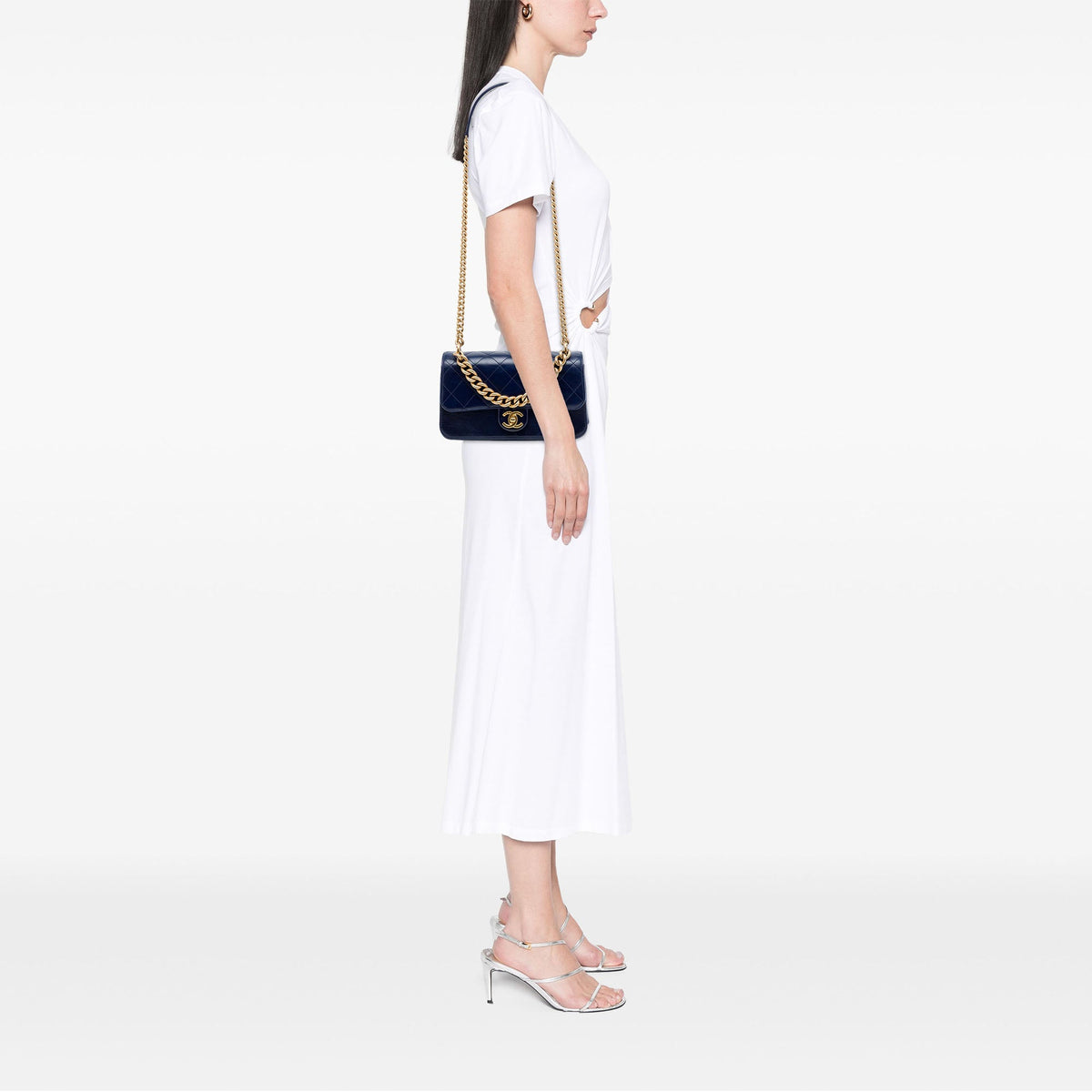 Chanel Small Quilted Calfskin Straight Lined Flap — Blue