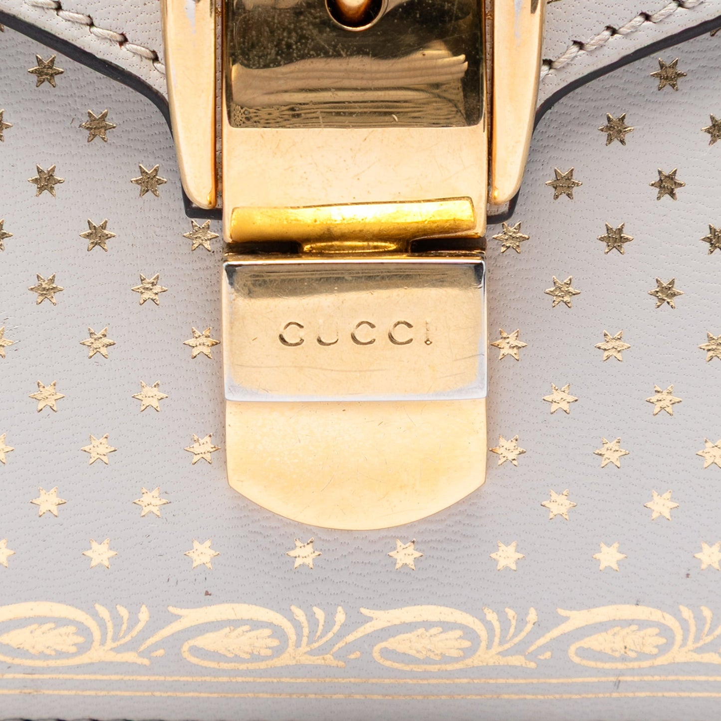 Gucci Mini Calfskin Web Star Print Sylvie Satchel