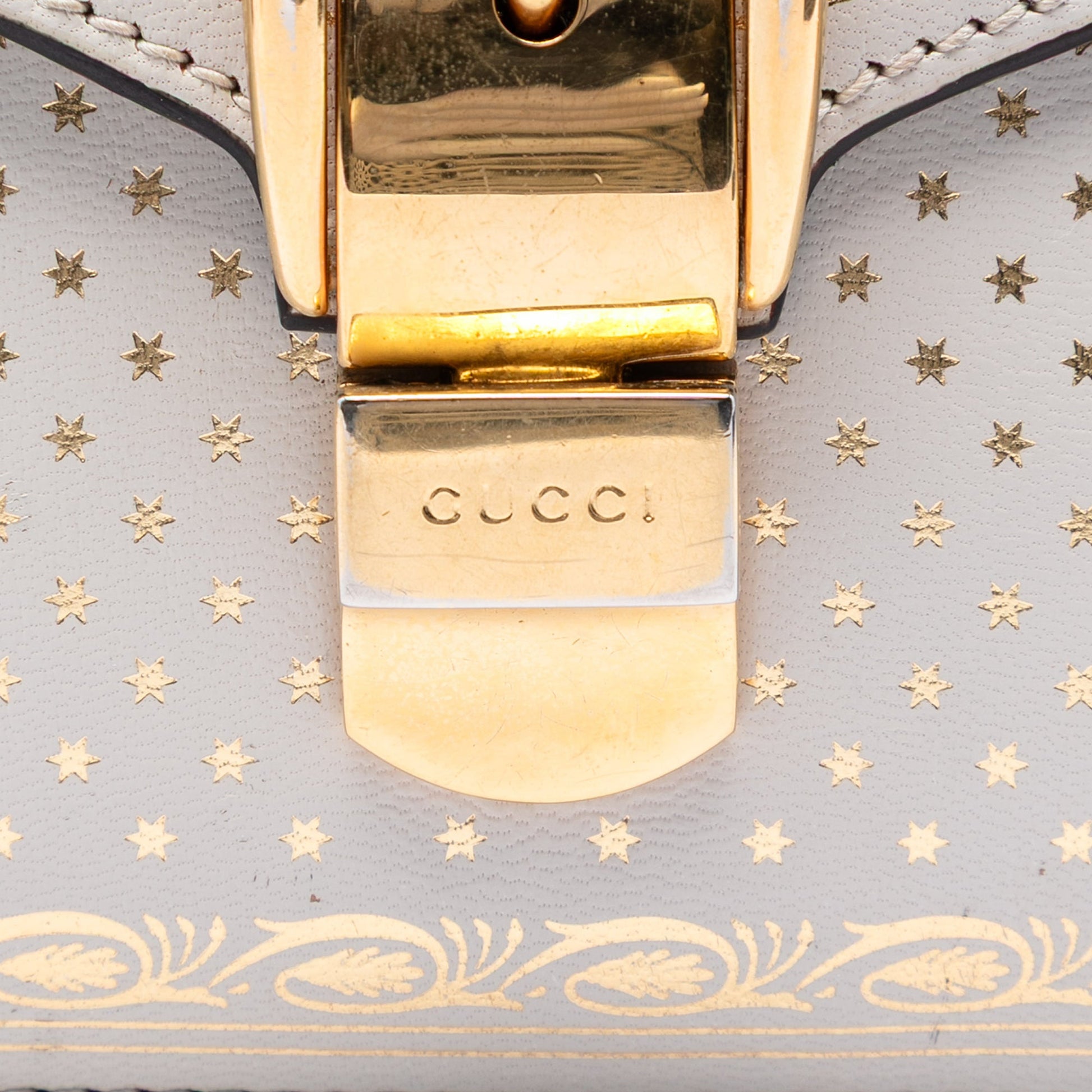 Gucci Mini Calfskin Web Star Print Sylvie Satchel