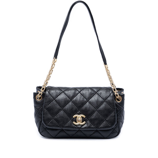 Chanel Quilted Calfskin Stitch Retro Chain Accordion Flap