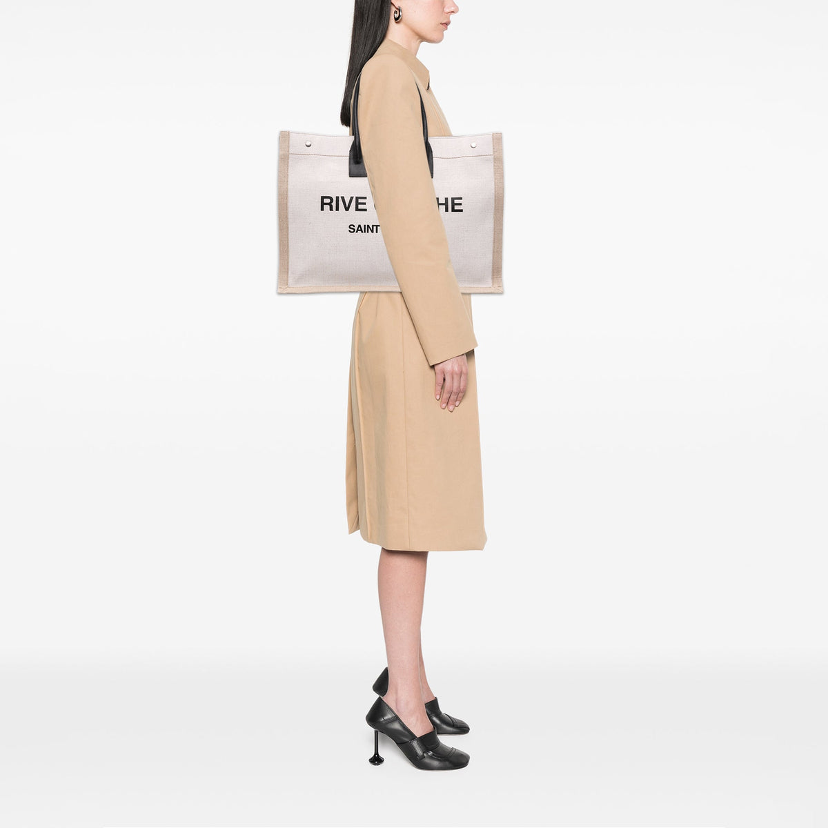 Saint Laurent Large Canvas Rive Gauche Tote — Beige