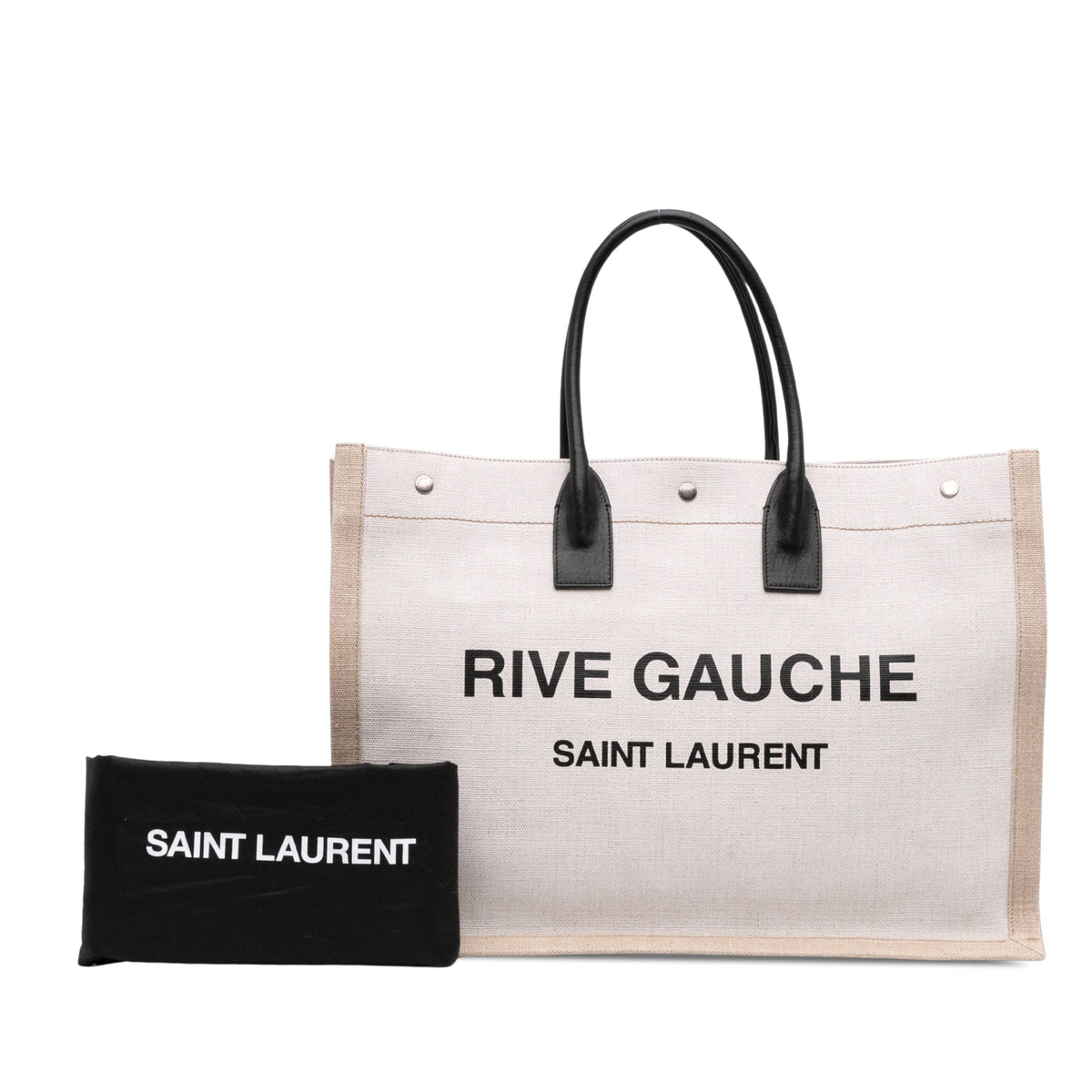 Saint Laurent Large Canvas Rive Gauche Tote — Beige