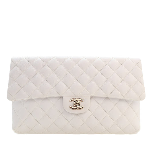 Chanel CC Quilted Caviar Flap Clutch