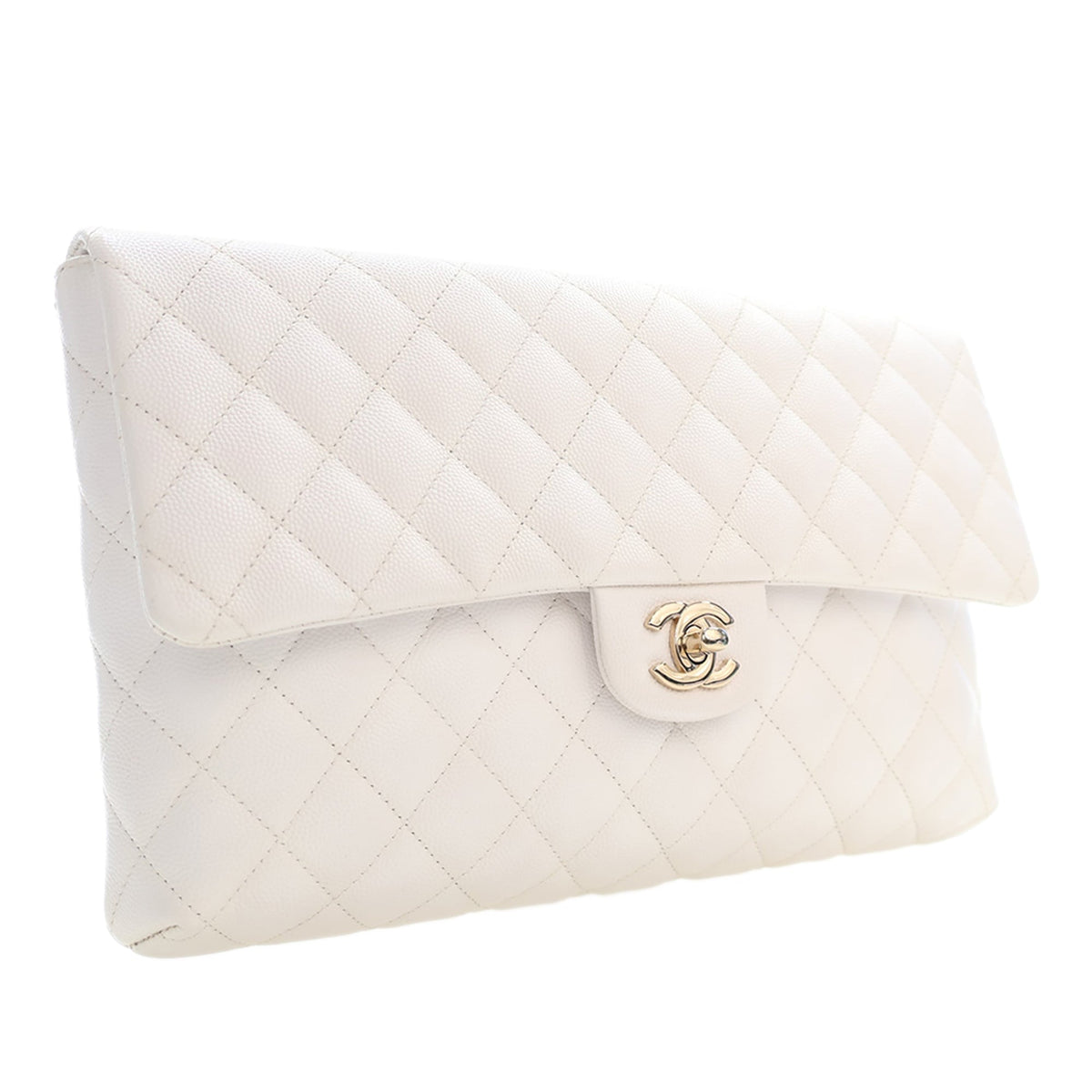 Chanel CC Quilted Caviar Flap Clutch