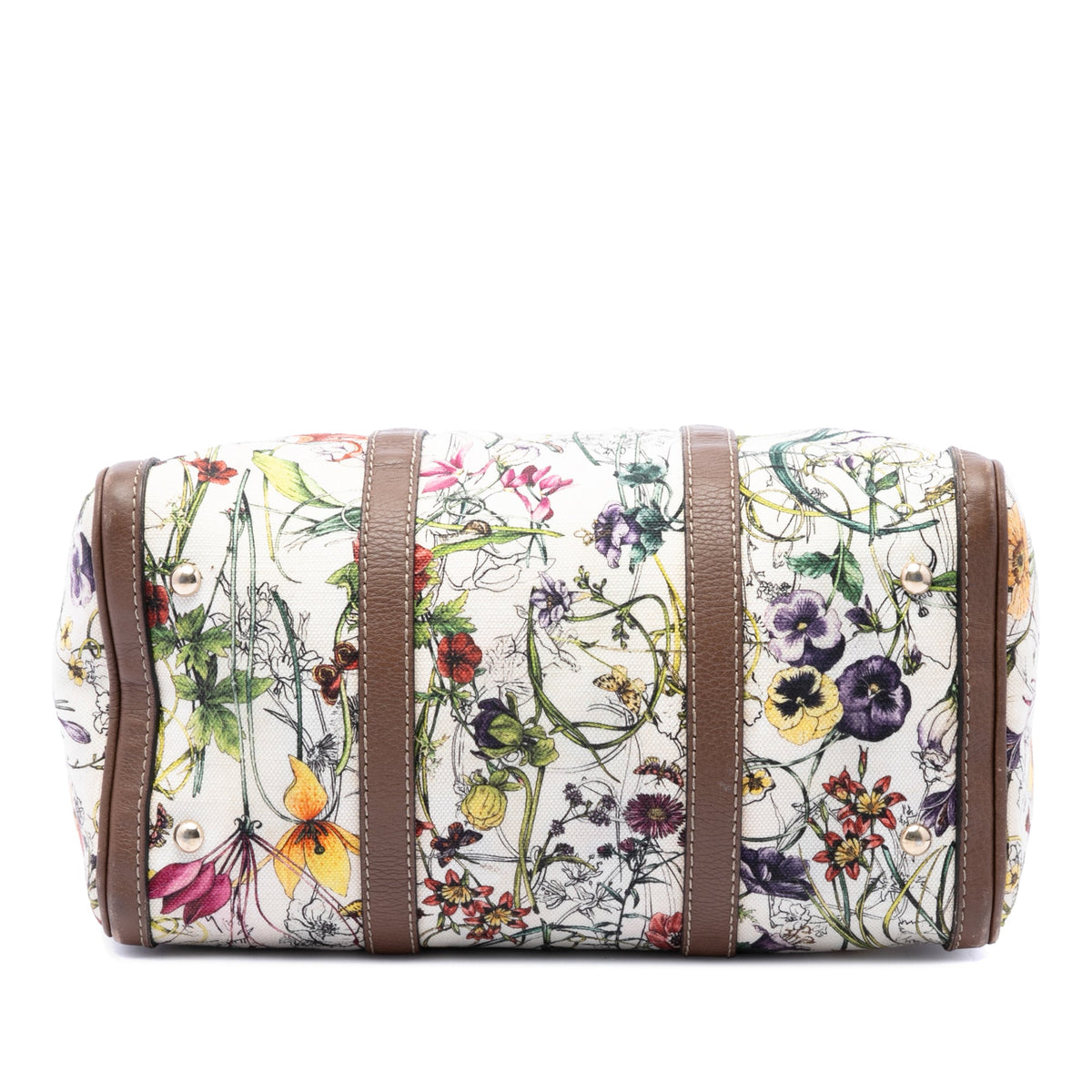 Gucci Medium Canvas Flora Joy Boston Bag — White