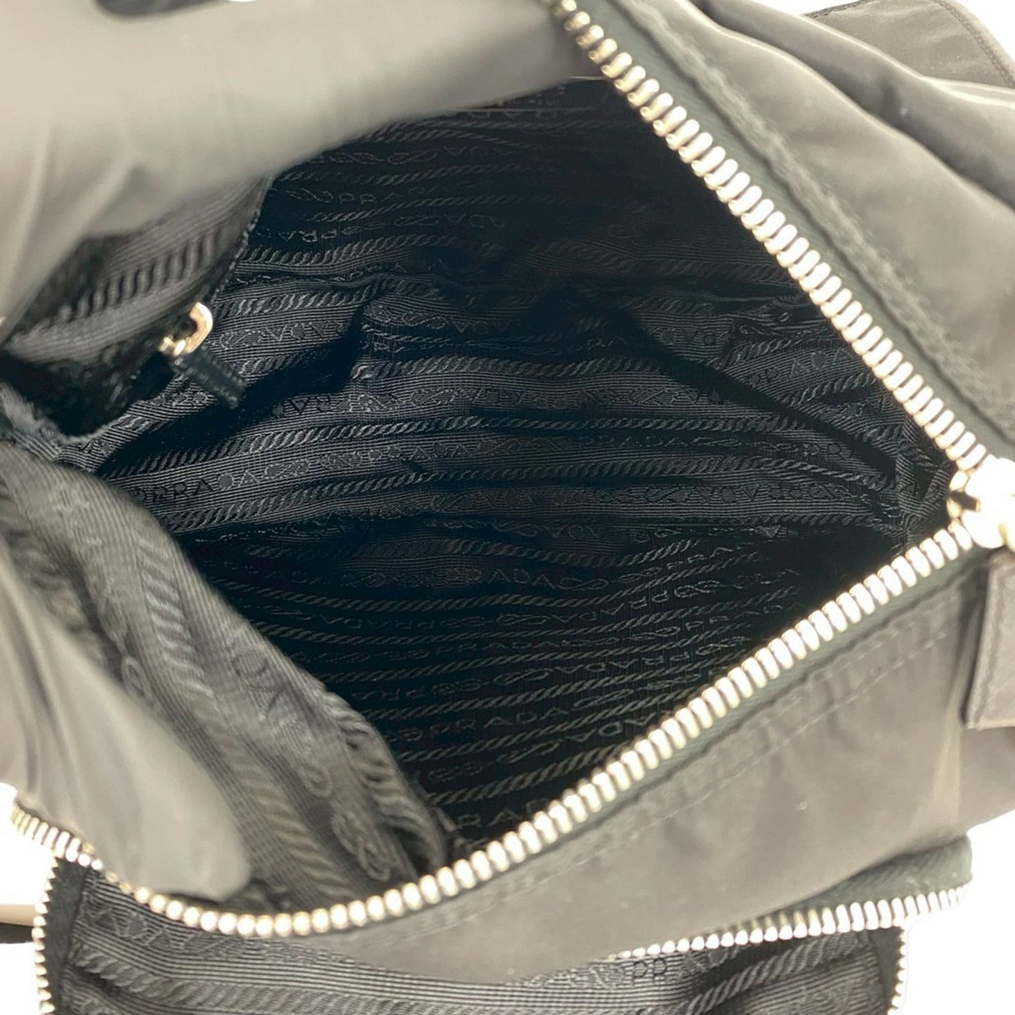 Prada Saffiano Trimmed Tessuto Shoulder Bag