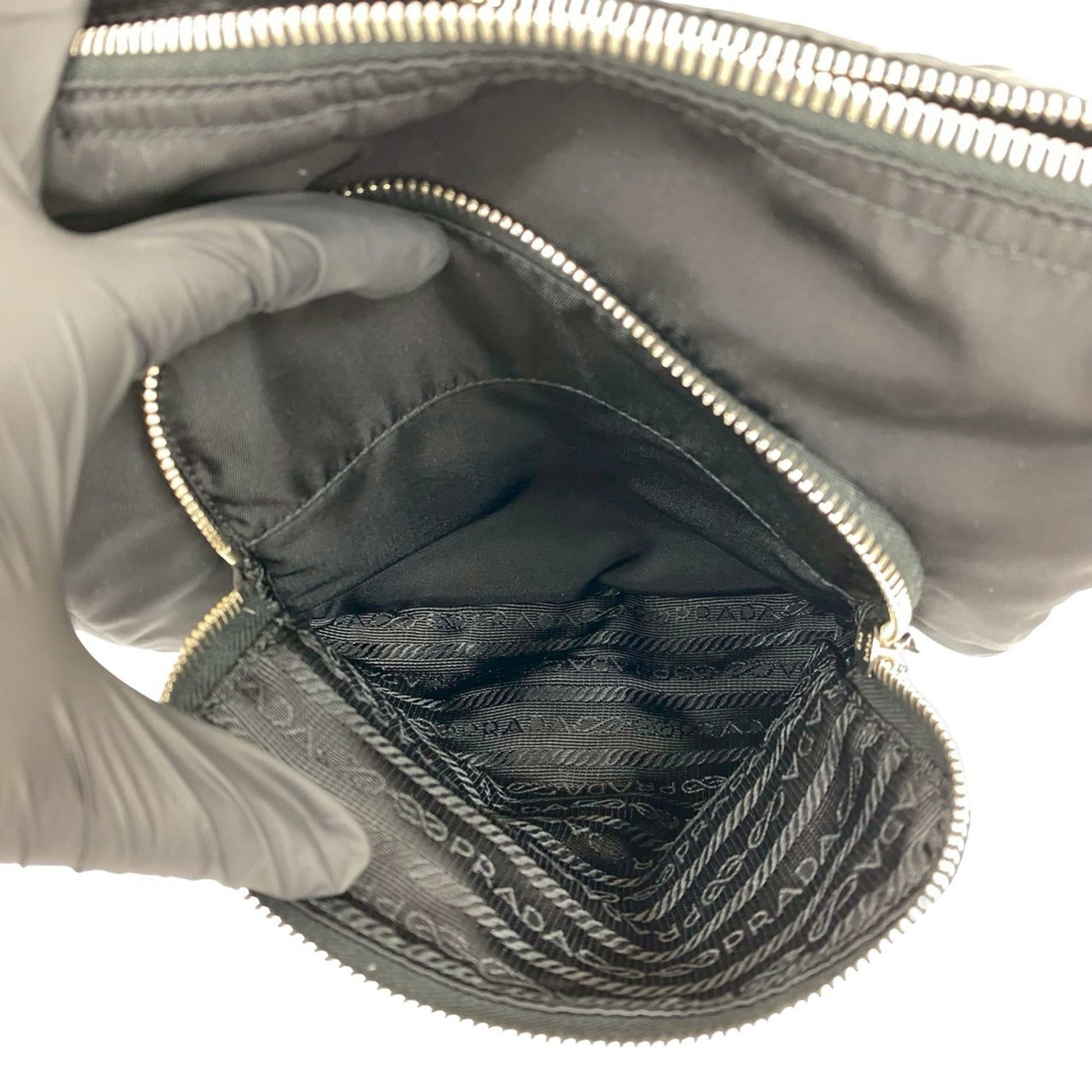 Prada Saffiano Trimmed Tessuto Shoulder Bag