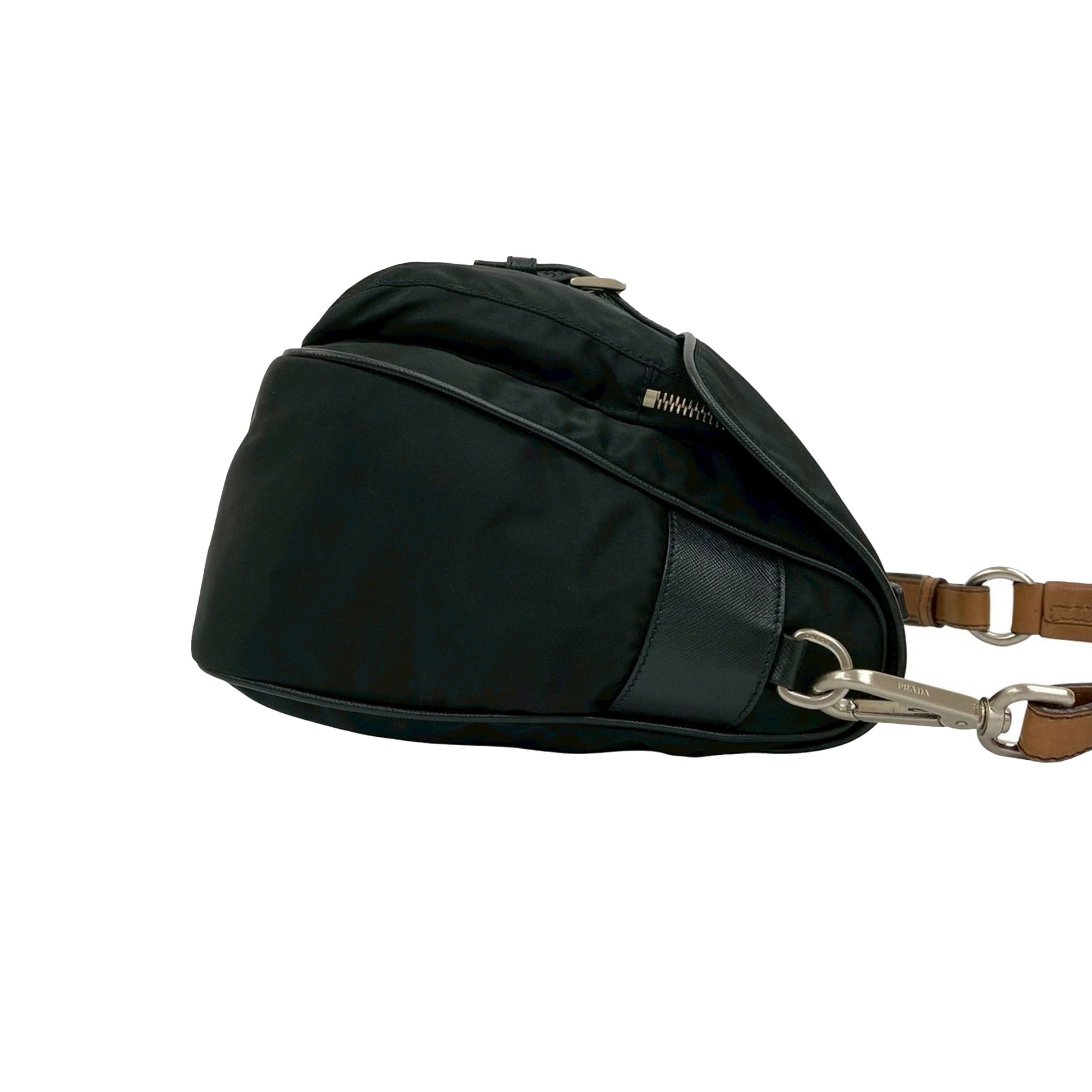 Prada Saffiano Trimmed Tessuto Shoulder Bag