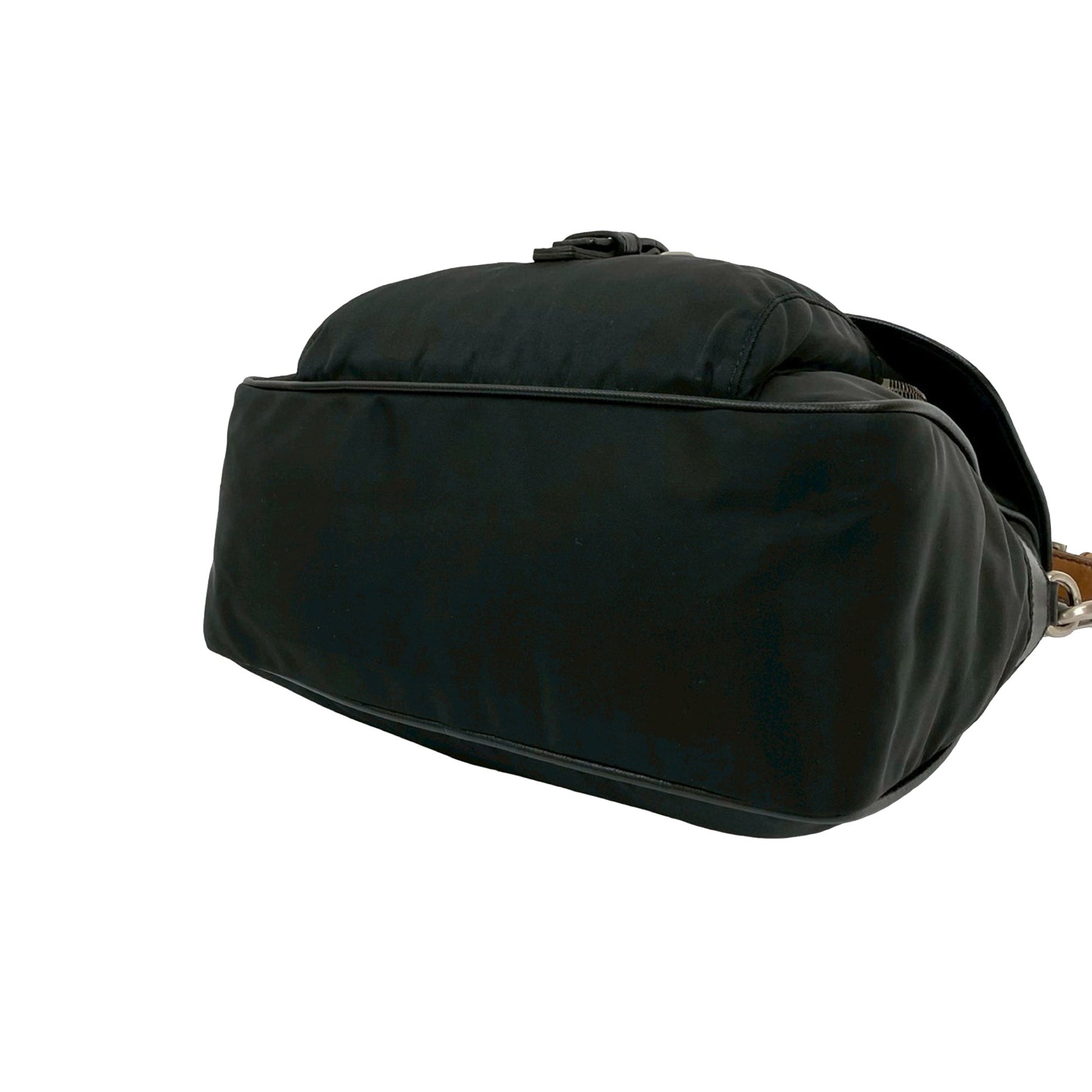 Prada Saffiano Trimmed Tessuto Shoulder Bag