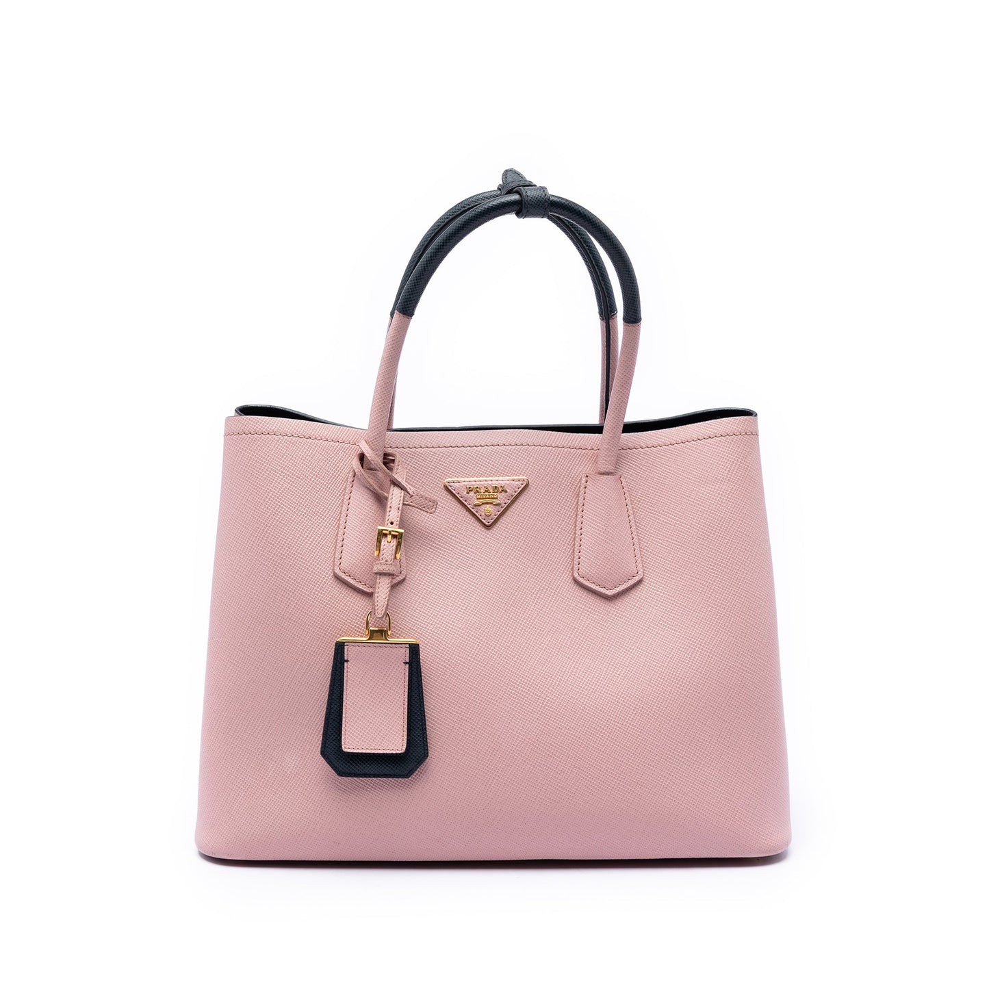 Prada Medium Bicolor Saffiano Cuir Double Satchel