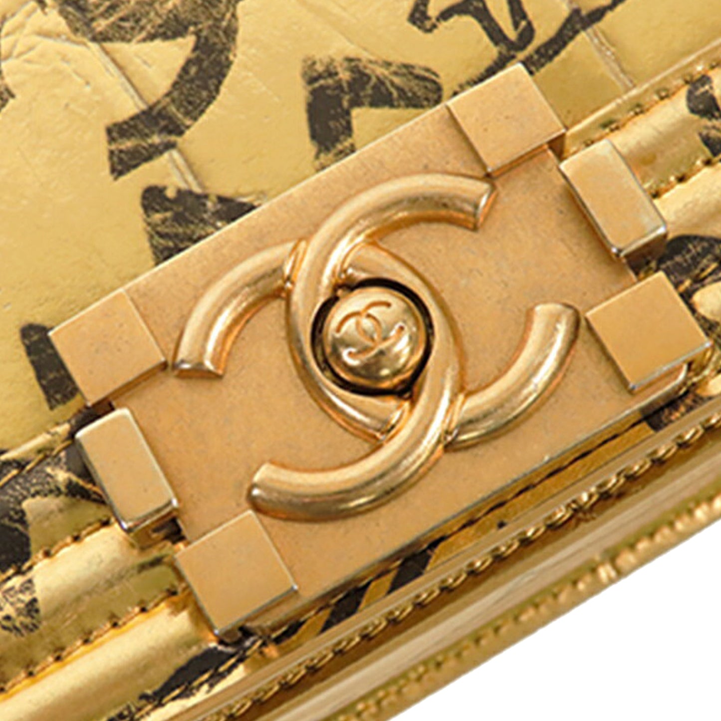 Chanel Small Croc Embossed Leather Graffiti Cocodile Boy Flap