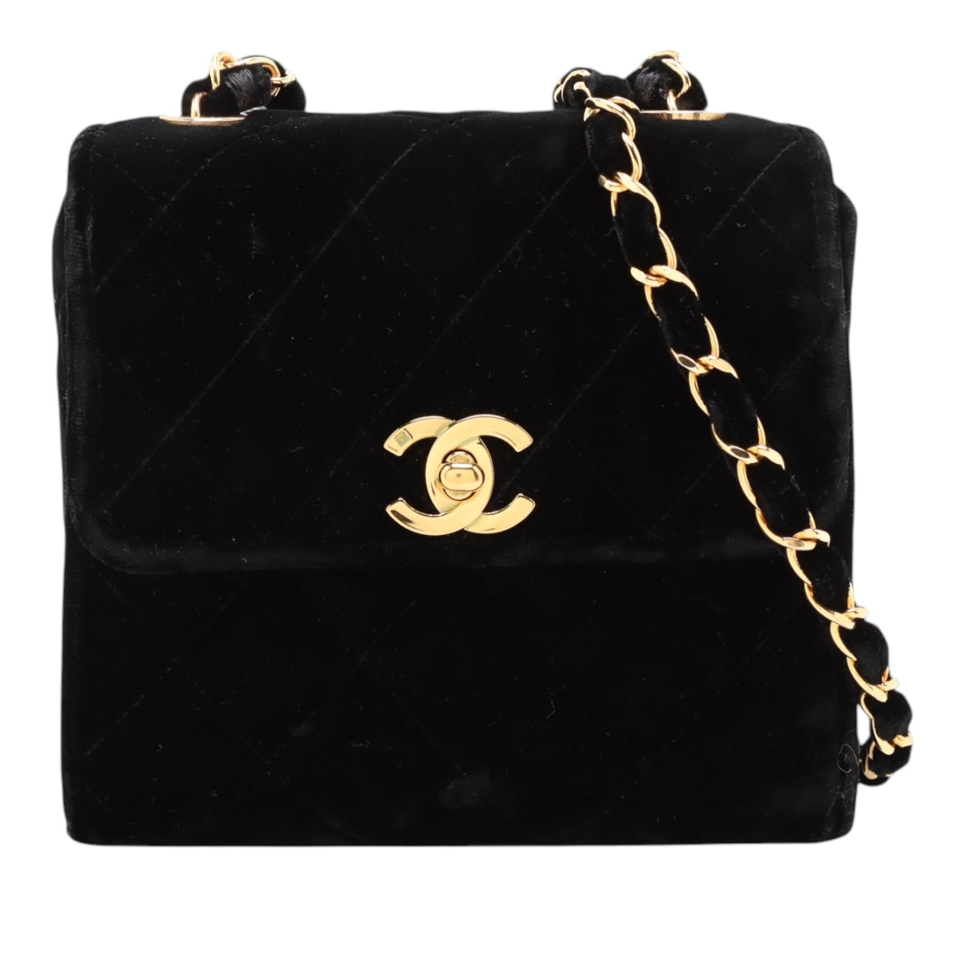 Chanel Mini Quilted Velvet Straight Flap