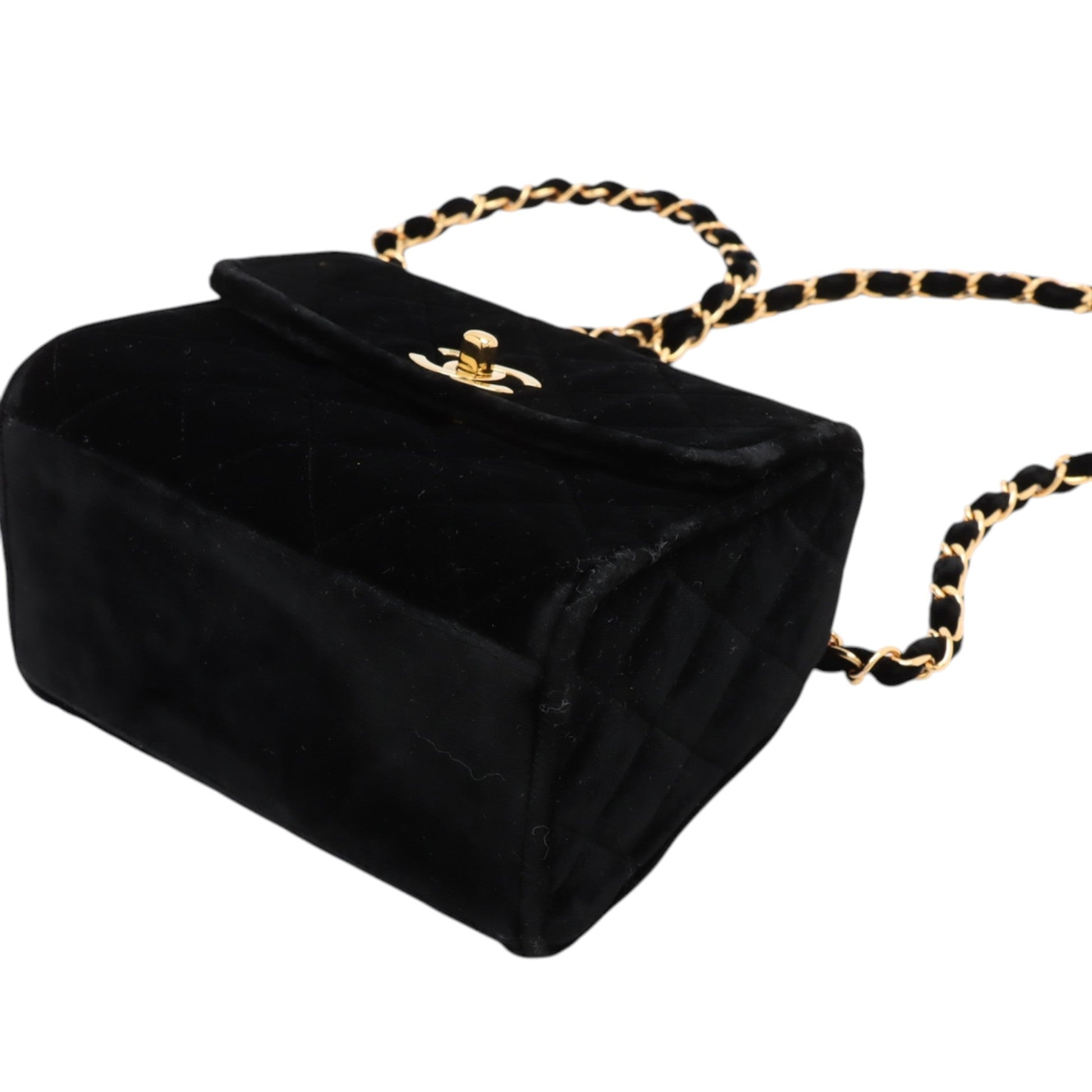 Chanel Mini Quilted Velvet Straight Flap