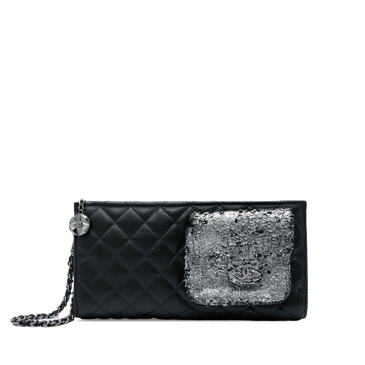 Chanel Metallic and Quilted Lambskin Mineral Nights Pochette Wristlet — Black