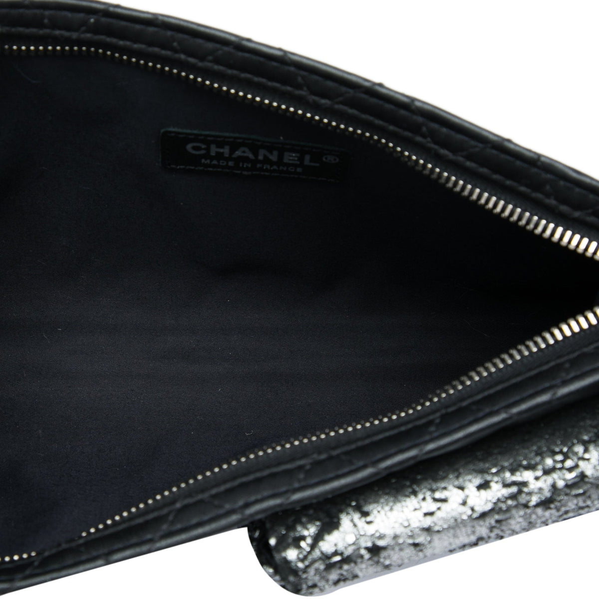 Chanel Metallic and Quilted Lambskin Mineral Nights Pochette Wristlet — Black