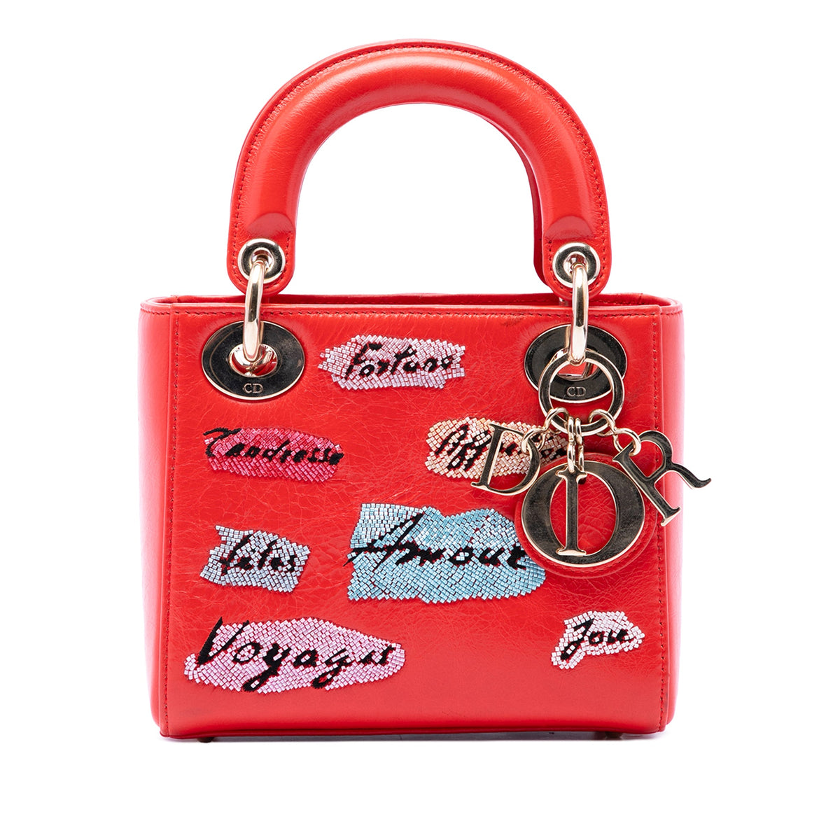 Dior Mini Calfskin Beaded Lady Dior