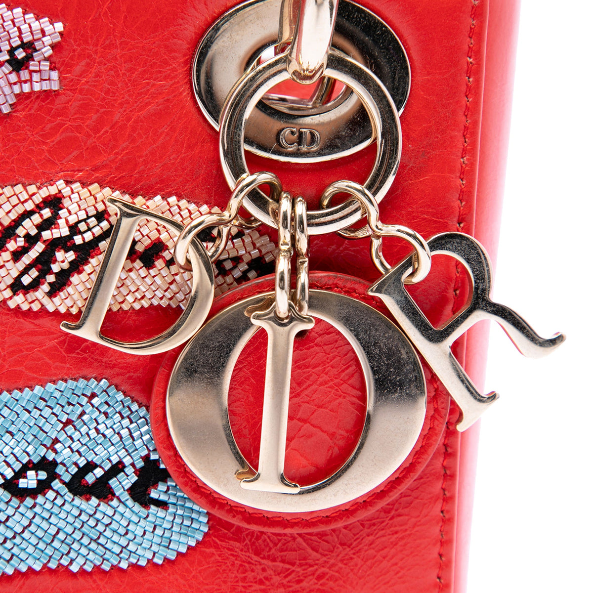 Dior Mini Calfskin Beaded Lady Dior
