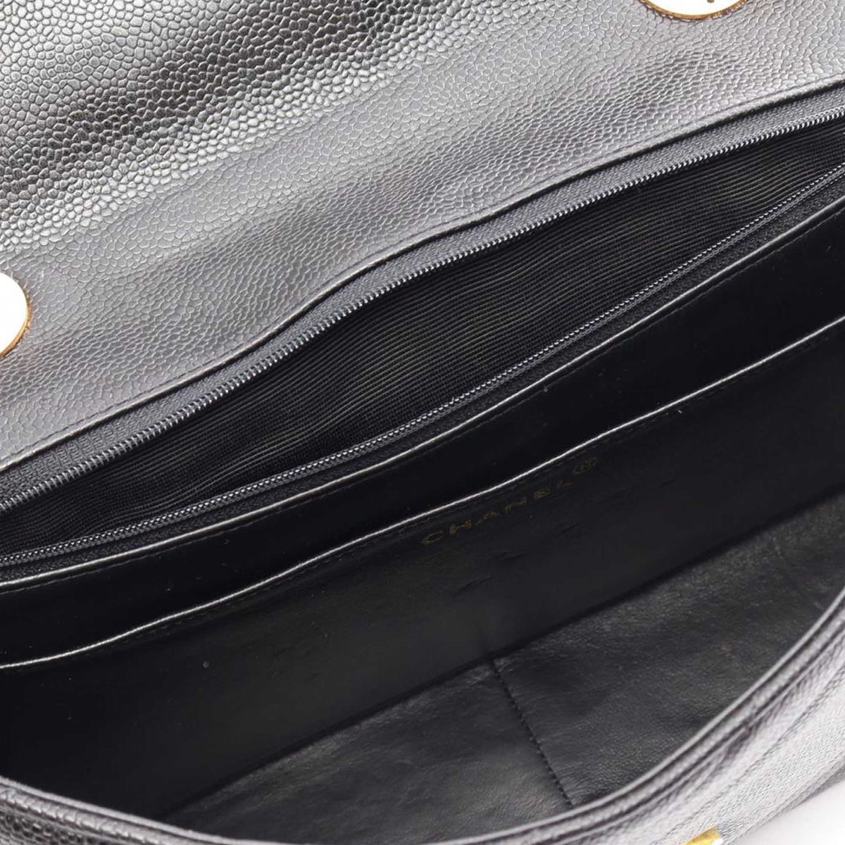 Chanel Jumbo CC Diagonal Quilted Caviar Flap