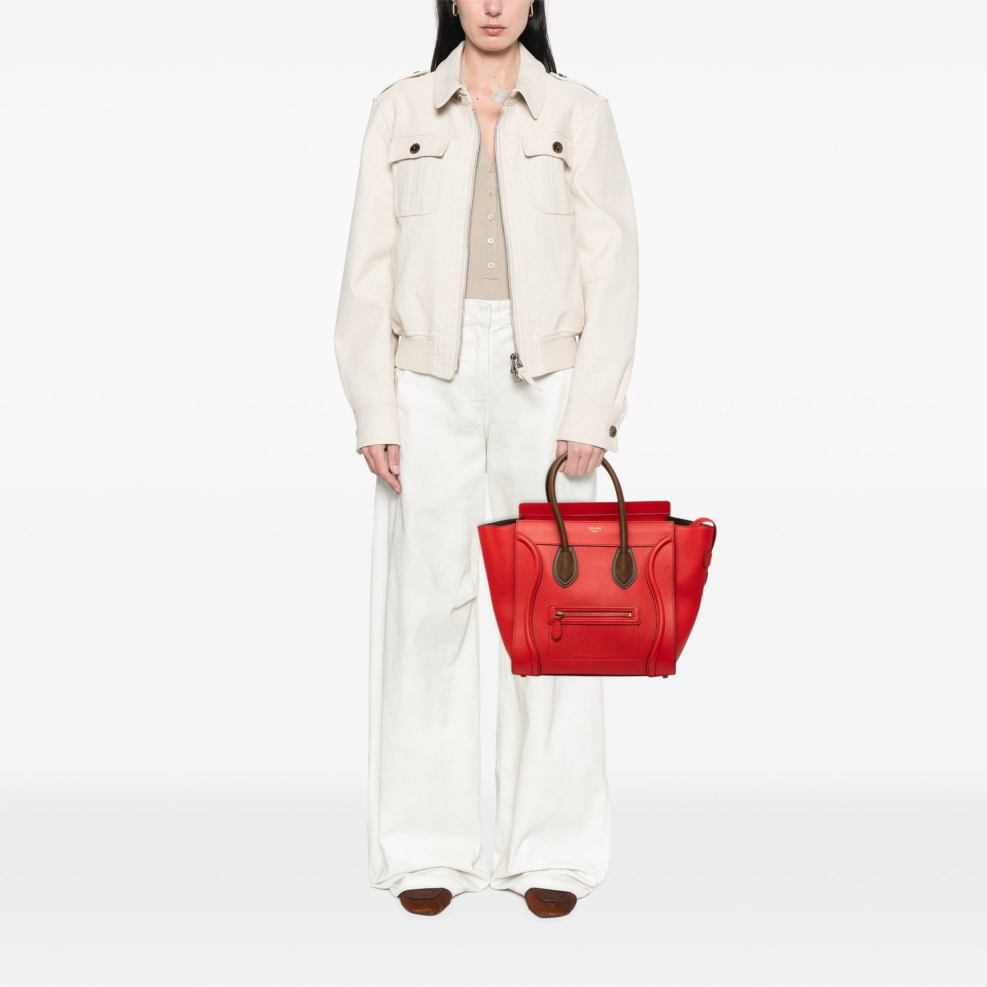 Celine Mini Bicolor Leather Luggage Tote