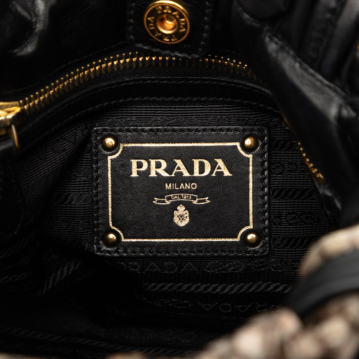 Prada Tessuto Python Print Bow Satchel
