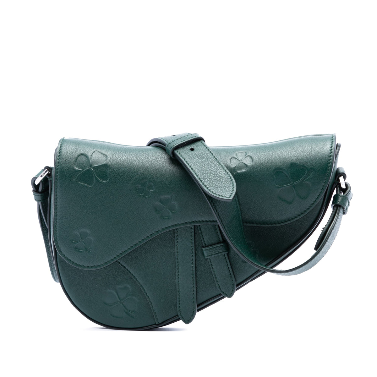 Dior Embossed Smooth Calfskin Clover Saddle Crossbody