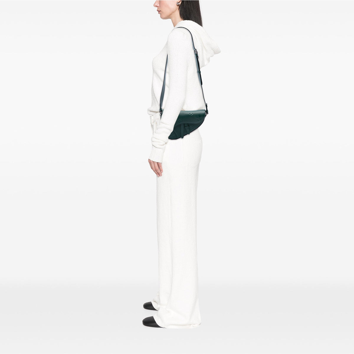 Dior Embossed Smooth Calfskin Clover Saddle Crossbody