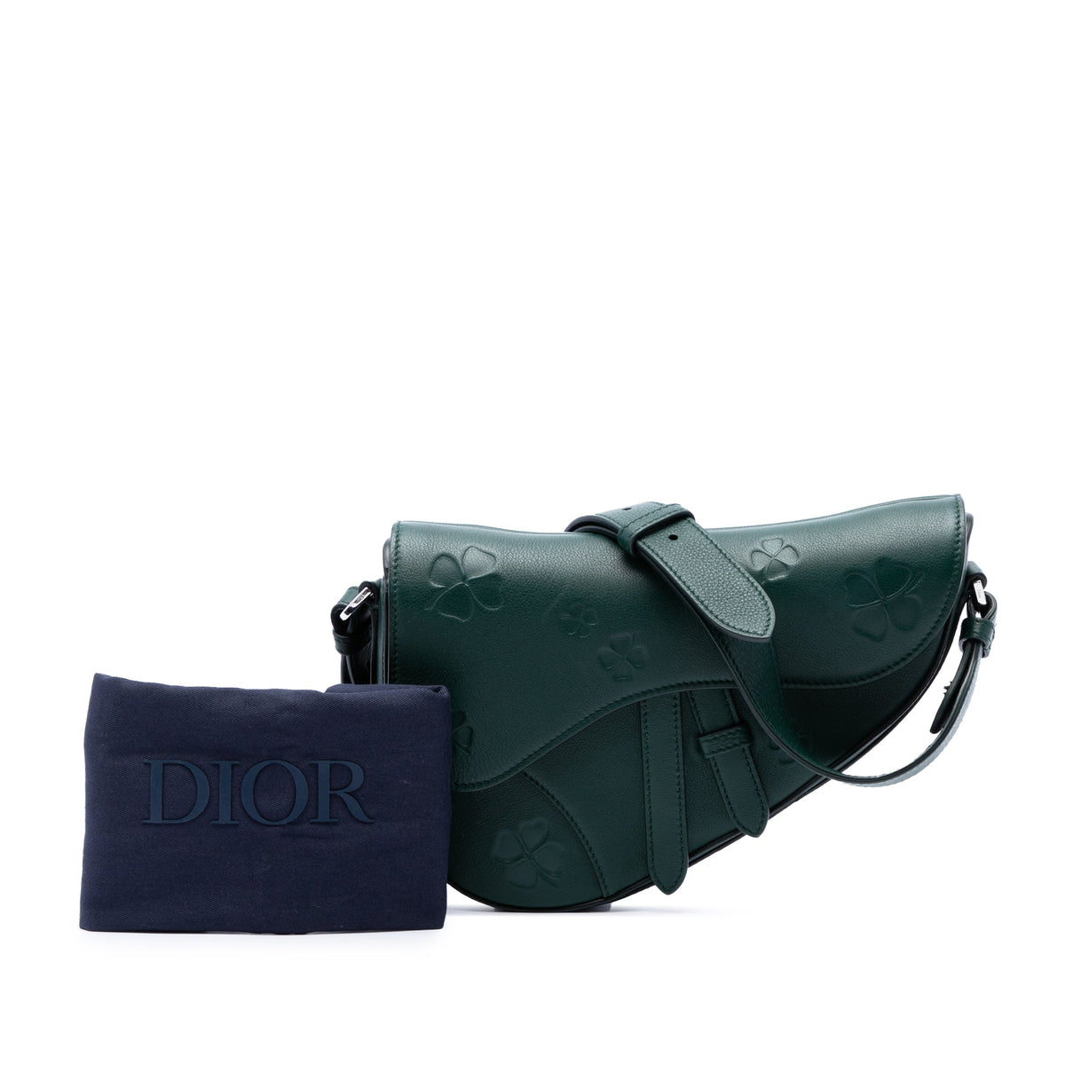 Dior Embossed Smooth Calfskin Clover Saddle Crossbody