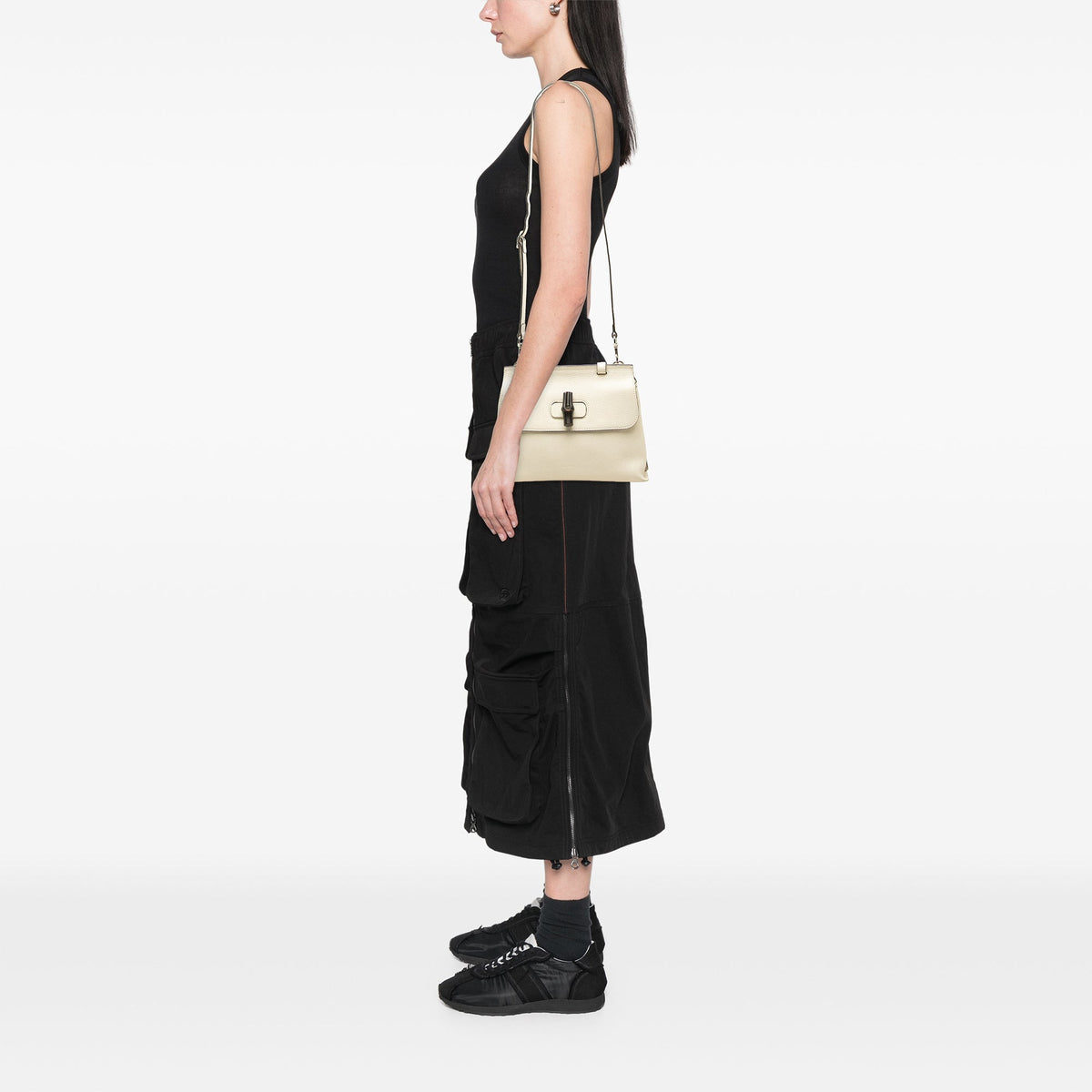 Gucci Small Calfskin Bamboo Daily Satchel — White
