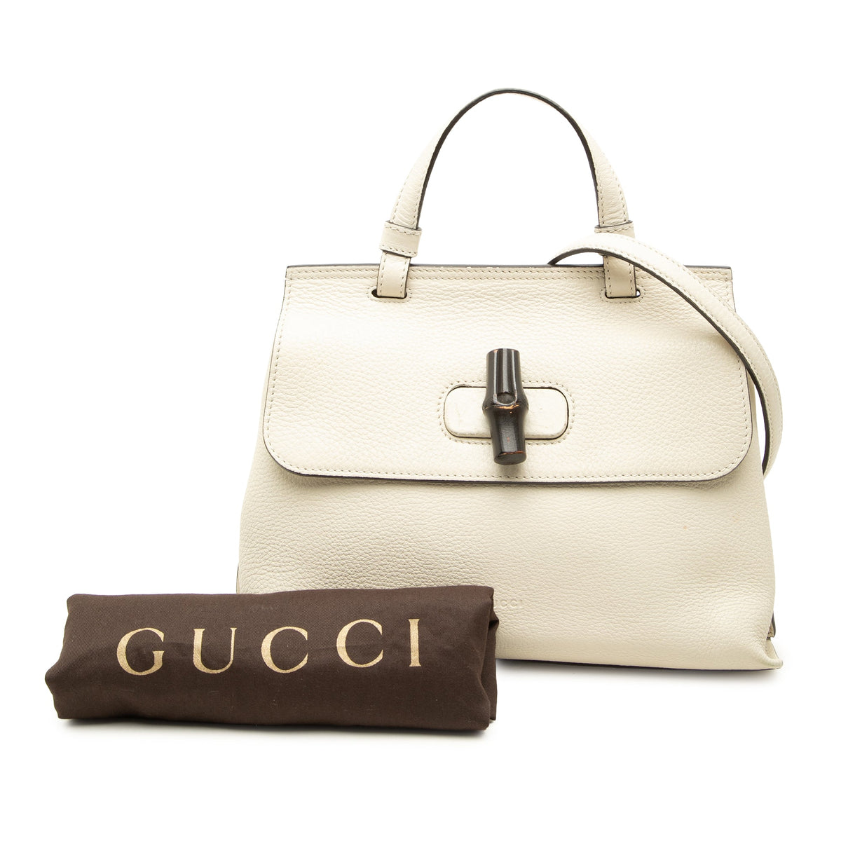 Gucci Small Calfskin Bamboo Daily Satchel — White