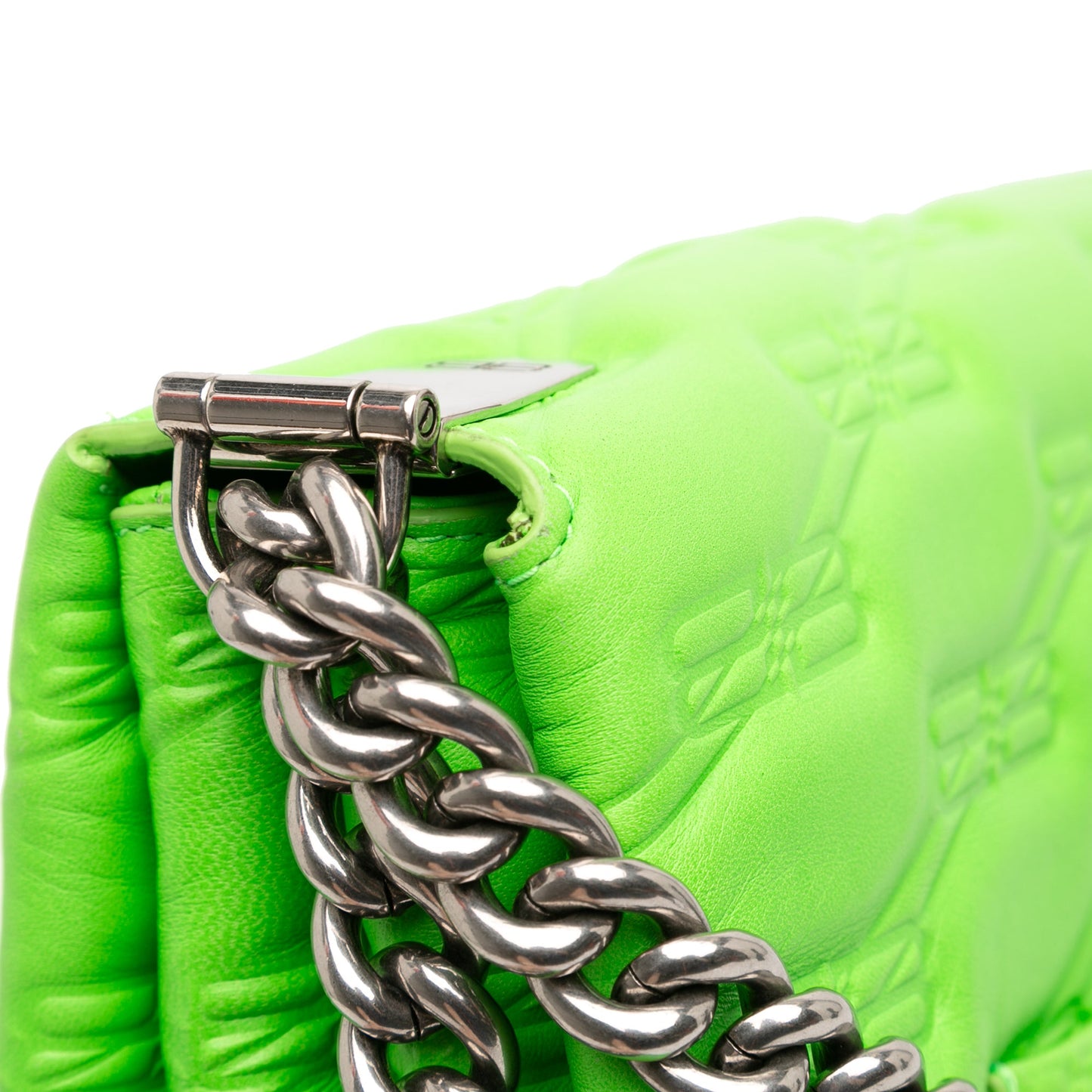 Balenciaga Embossed Leather BB Monogram Chain Flap
