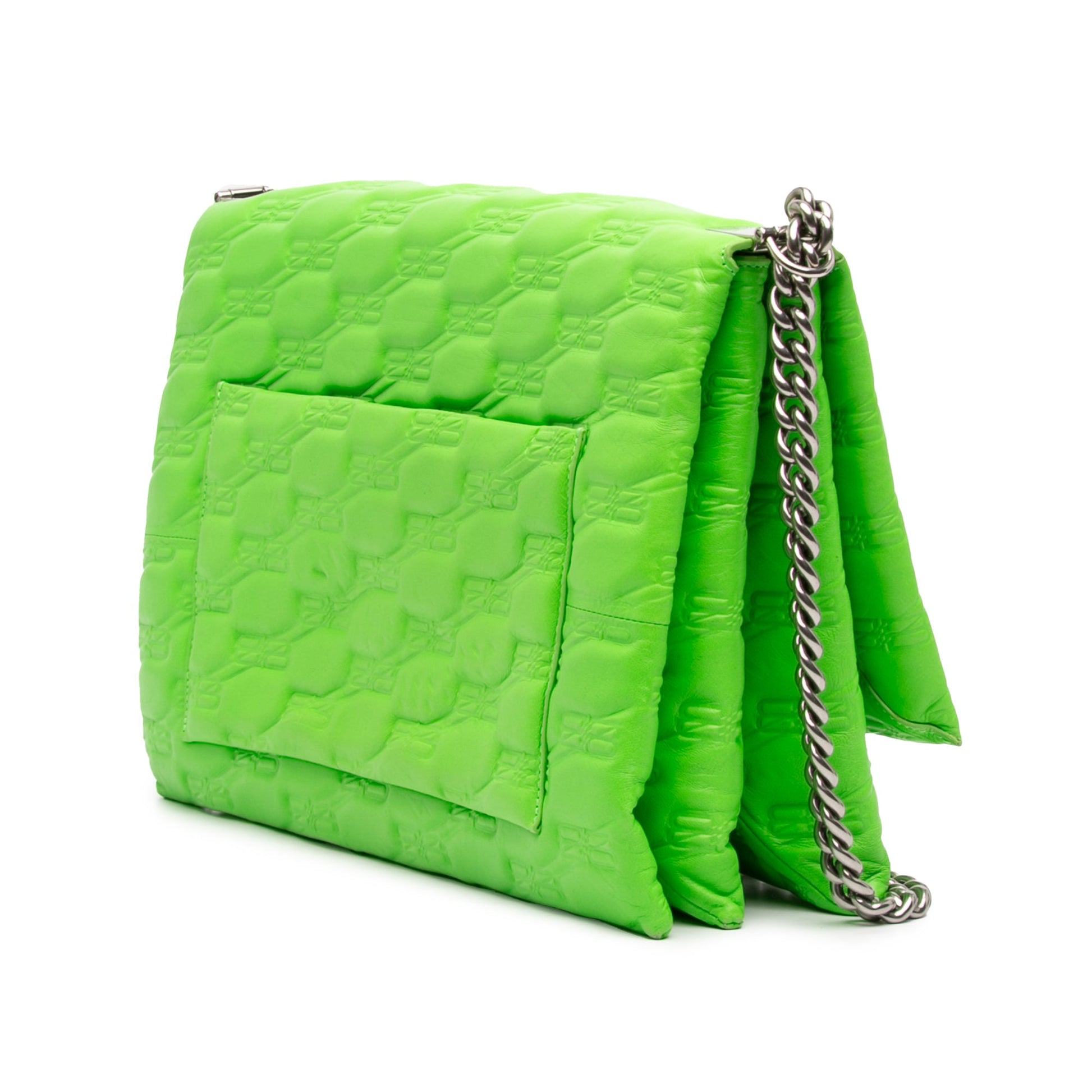 Balenciaga Embossed Leather BB Monogram Chain Flap