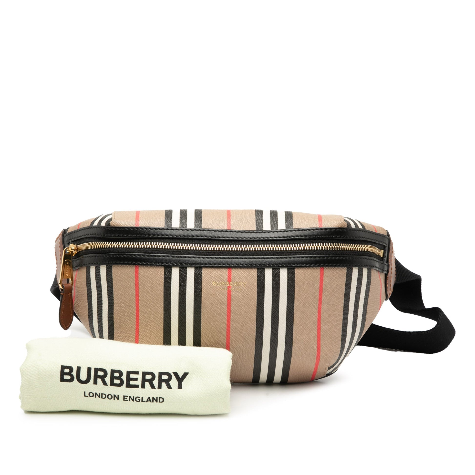 Burberry Icon Stripe Coated Canvas Sonny Belt Bag