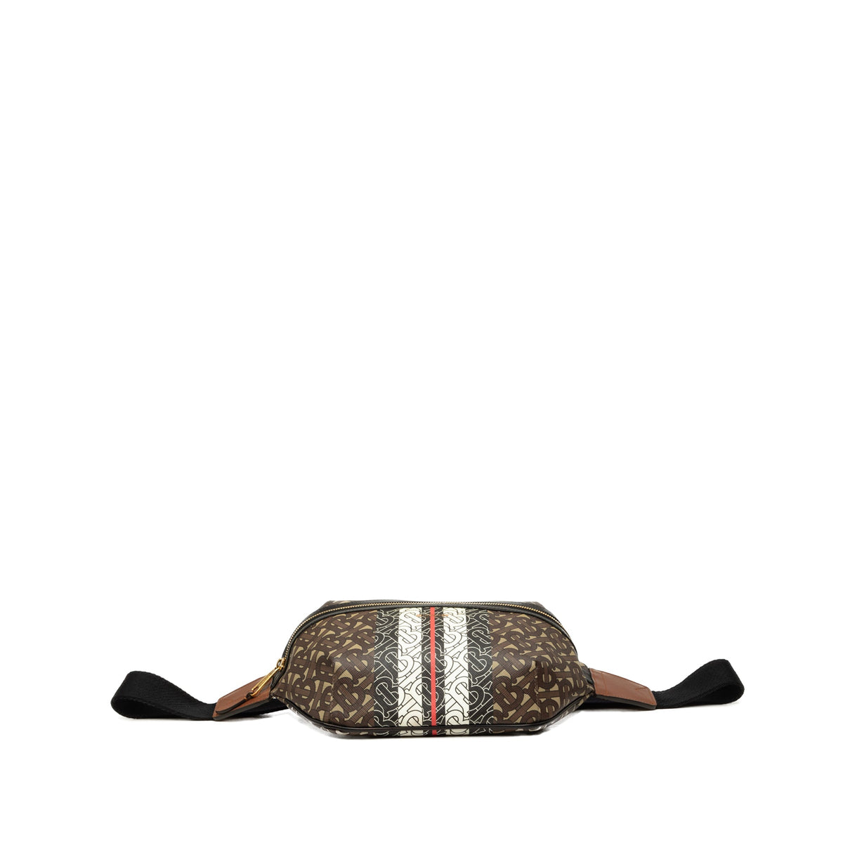 Burberry TB Monogram E Canvas Stripe Sonny Belt Bag — Brown