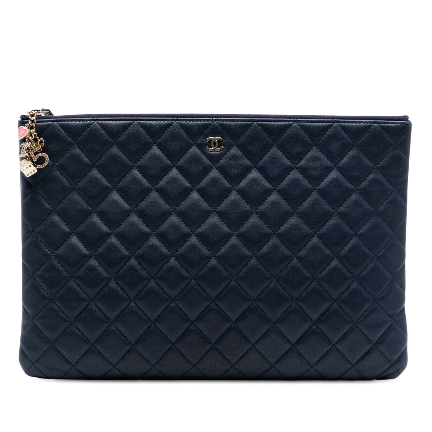 Chanel Large Quilted Lambskin Casino Charms O Case Clutch