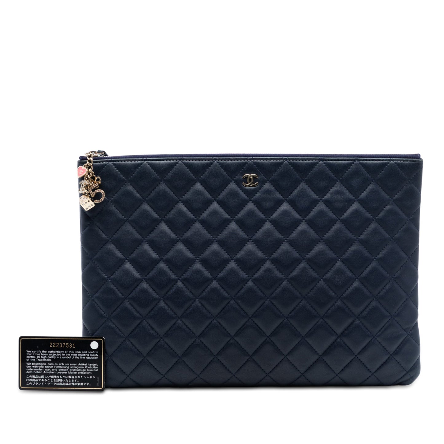 Chanel Large Quilted Lambskin Casino Charms O Case Clutch