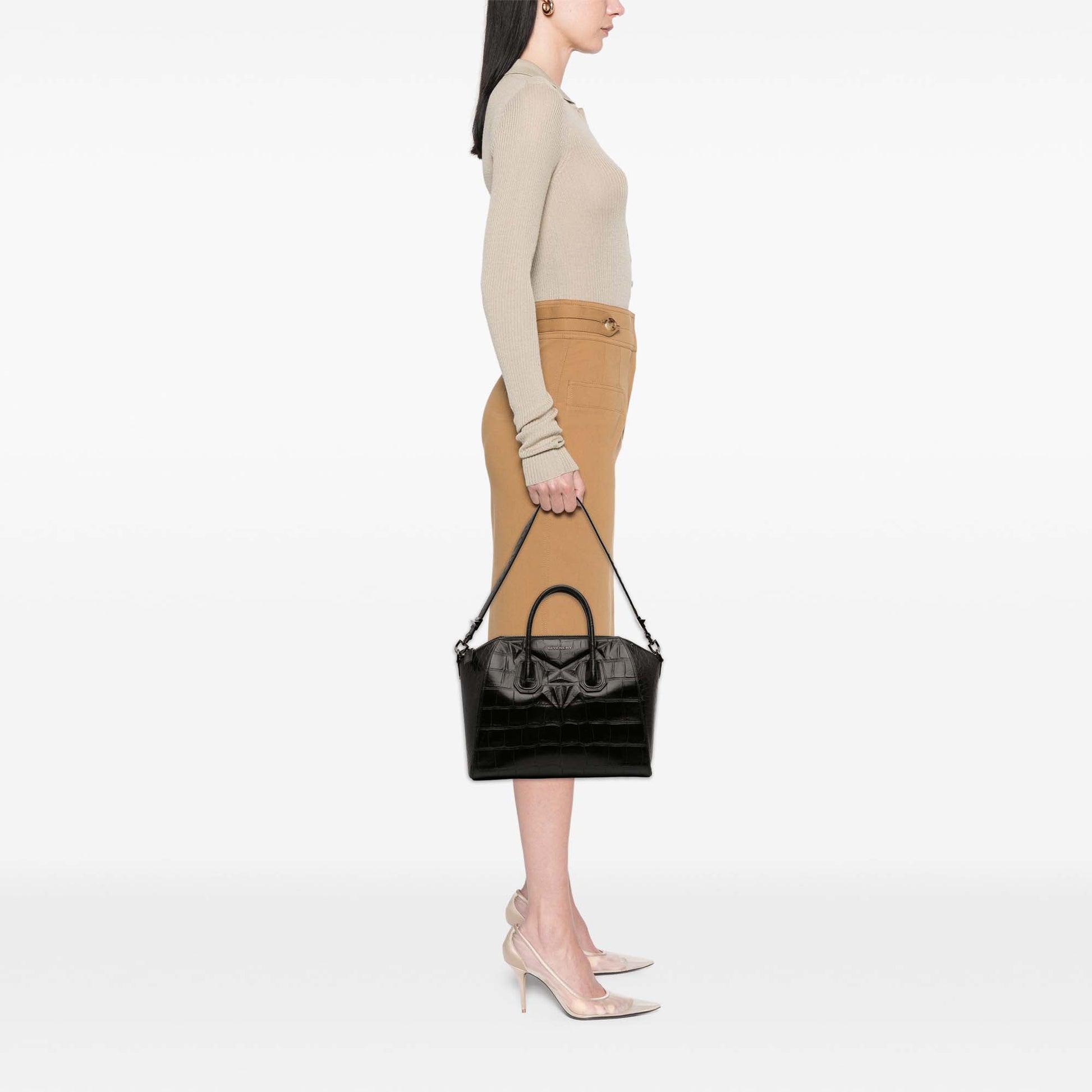Givenchy Medium Croc Embossed Leather Antigona Satchel