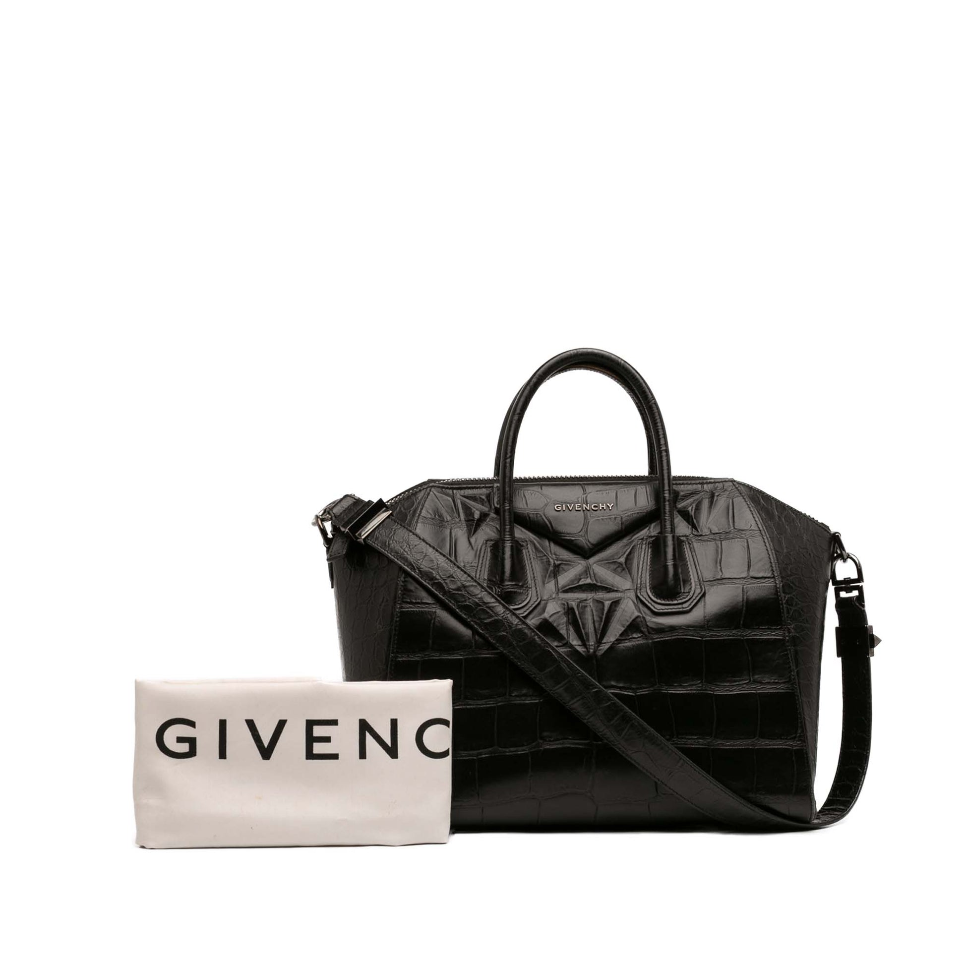 Givenchy Medium Croc Embossed Leather Antigona Satchel