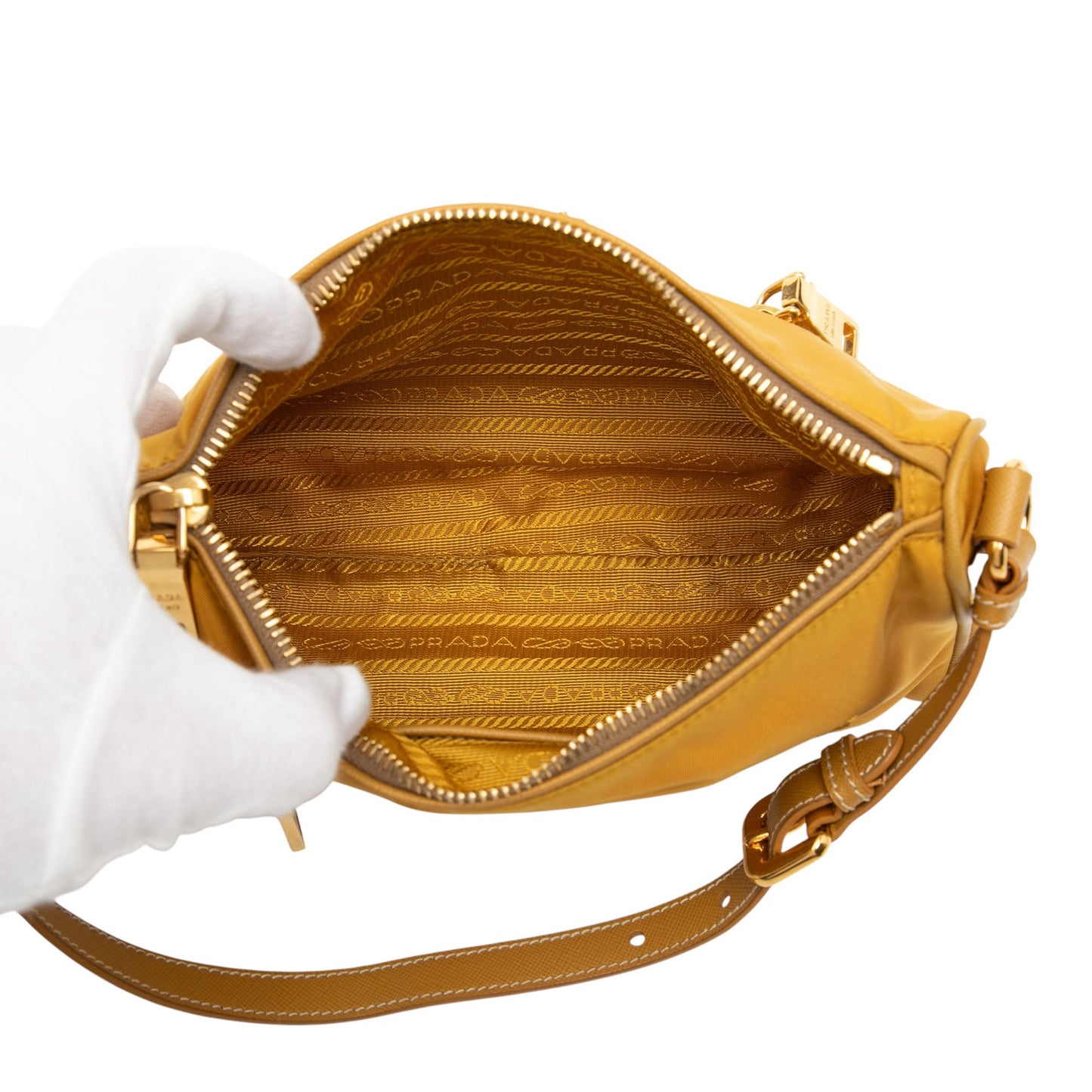 Prada Saffiano Trimmed Tessuto Handbag