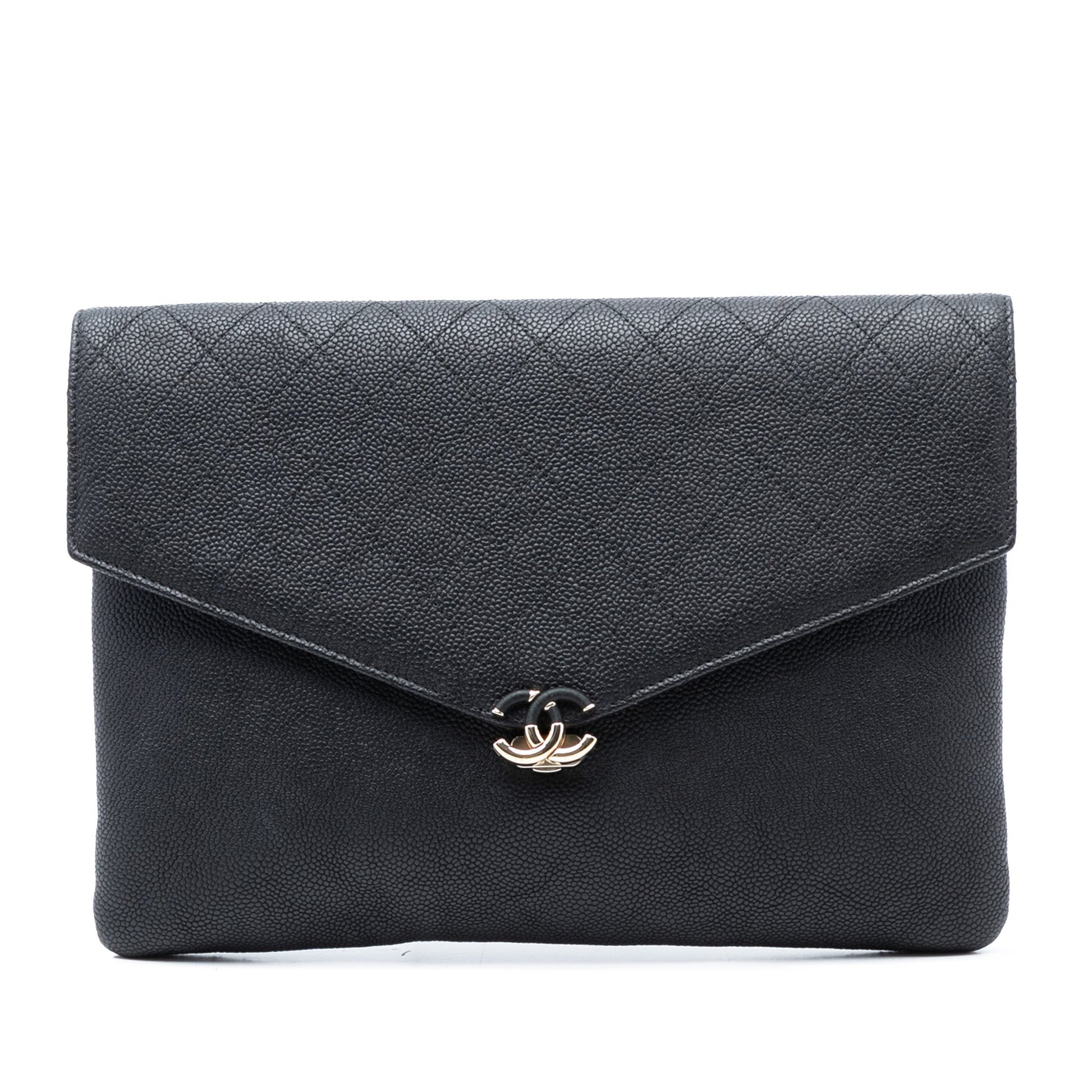 Paris Cuba Quilted Caviar Thread Around Envelope Clutch