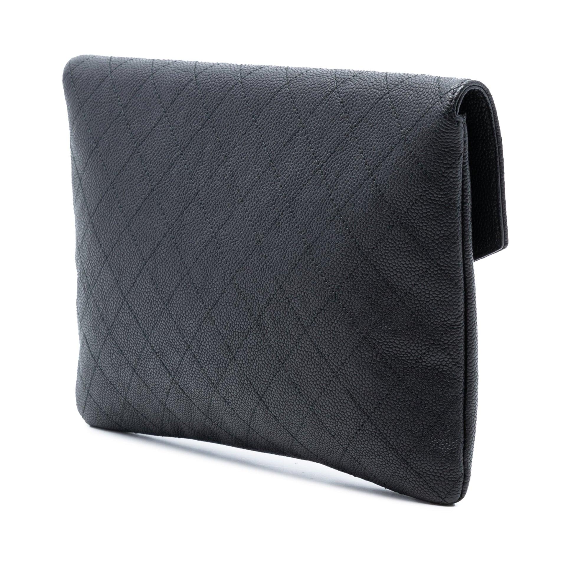 Paris Cuba Quilted Caviar Thread Around Envelope Clutch