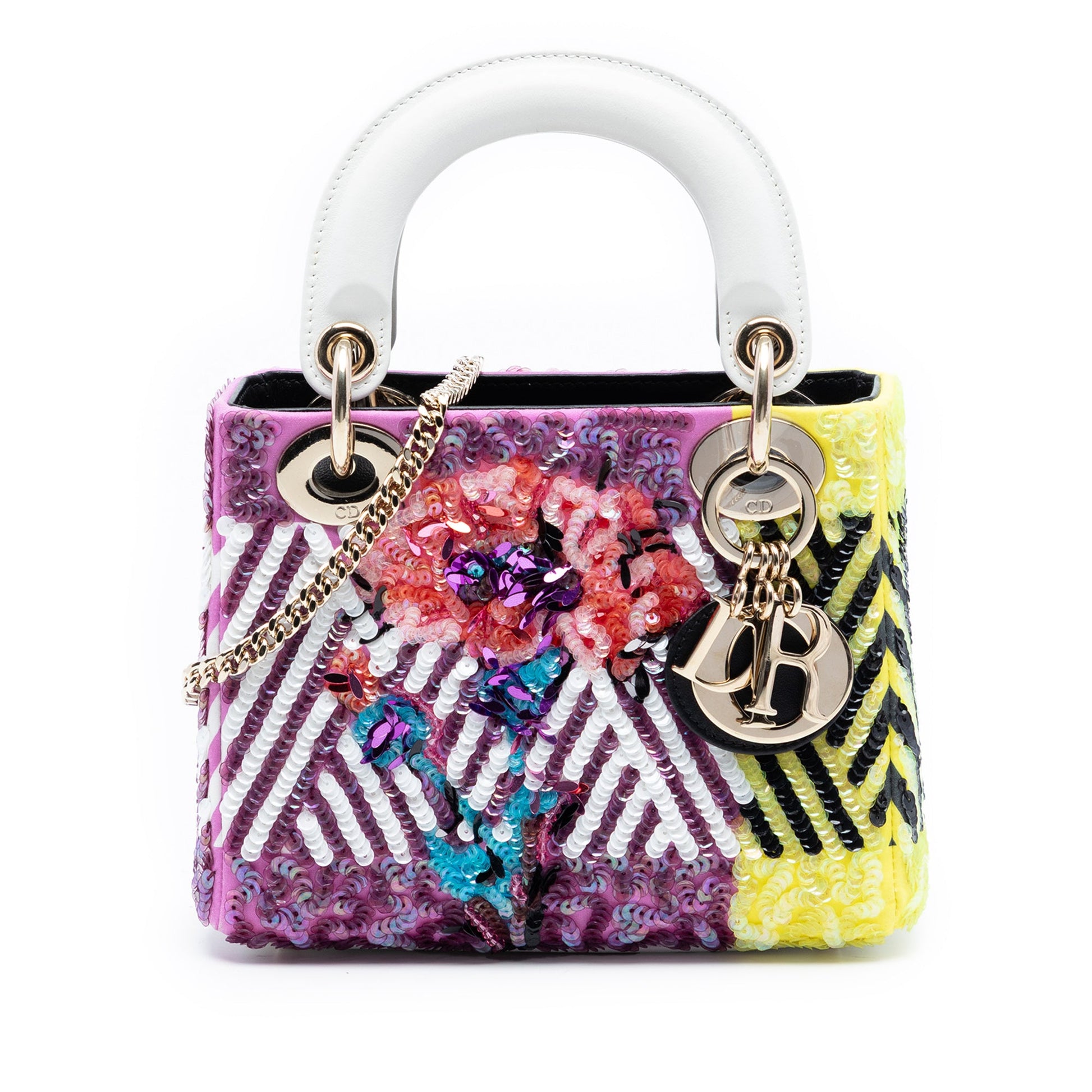 Dior Mini Canvas Sequin Flower Pop Lady Dior